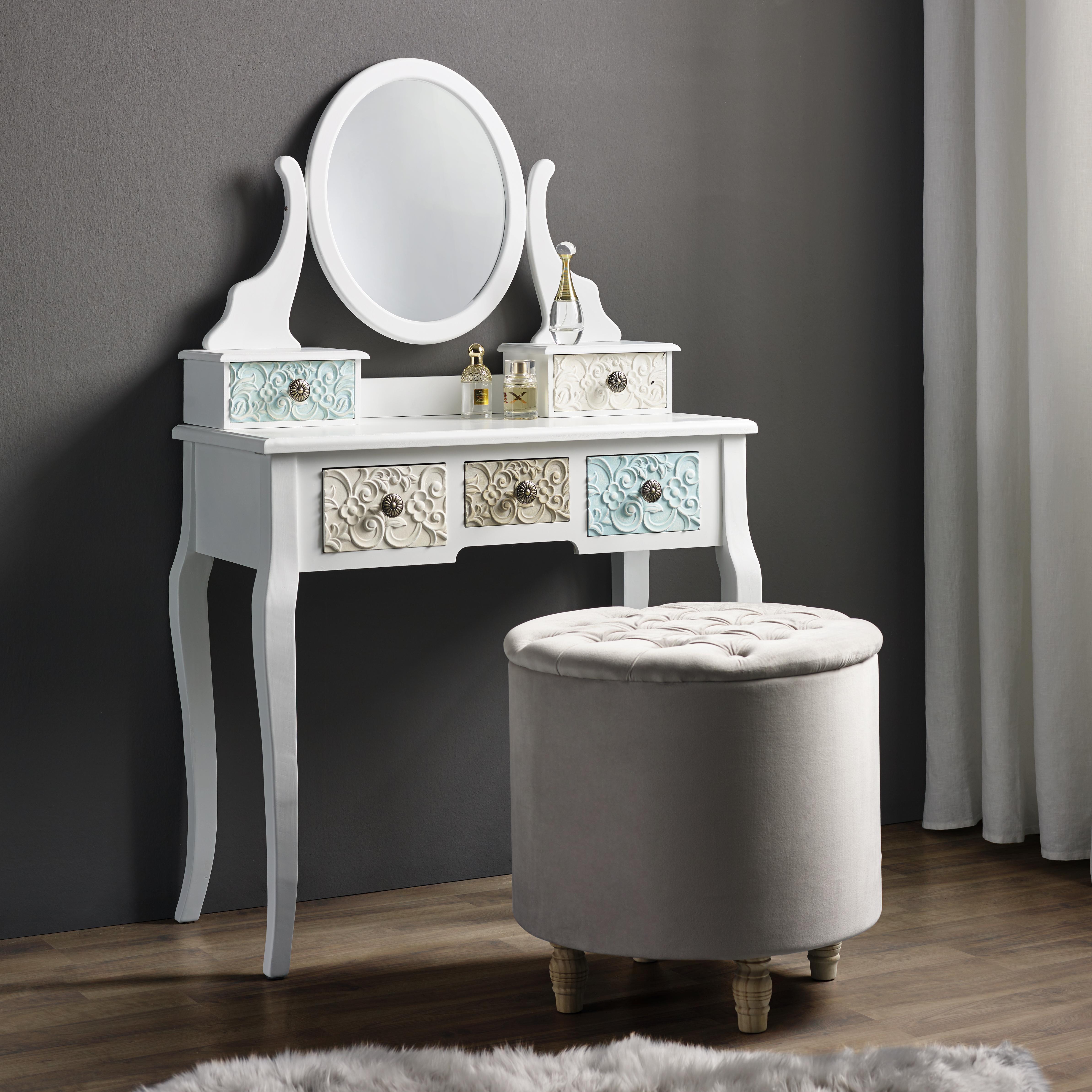 Hocker in Champagner mit Stauraum 'Rosalie' - Champagner, MODERN, Holz/Textil (50/50cm) - Bessagi Home