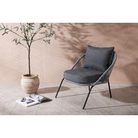 Loungesessel Lindos Grau, Schwarz - Schwarz/Grau, KONVENTIONELL, Kunststoff/Metall (73/78/85cm) - Gardenson
