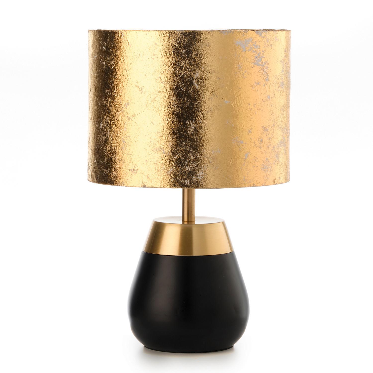 Nachttischleuchte Kint Schwarz/Gold max. 22 Watt - Goldfarben/Schwarz, KONVENTIONELL, Textil/Metall (23/37.5cm)