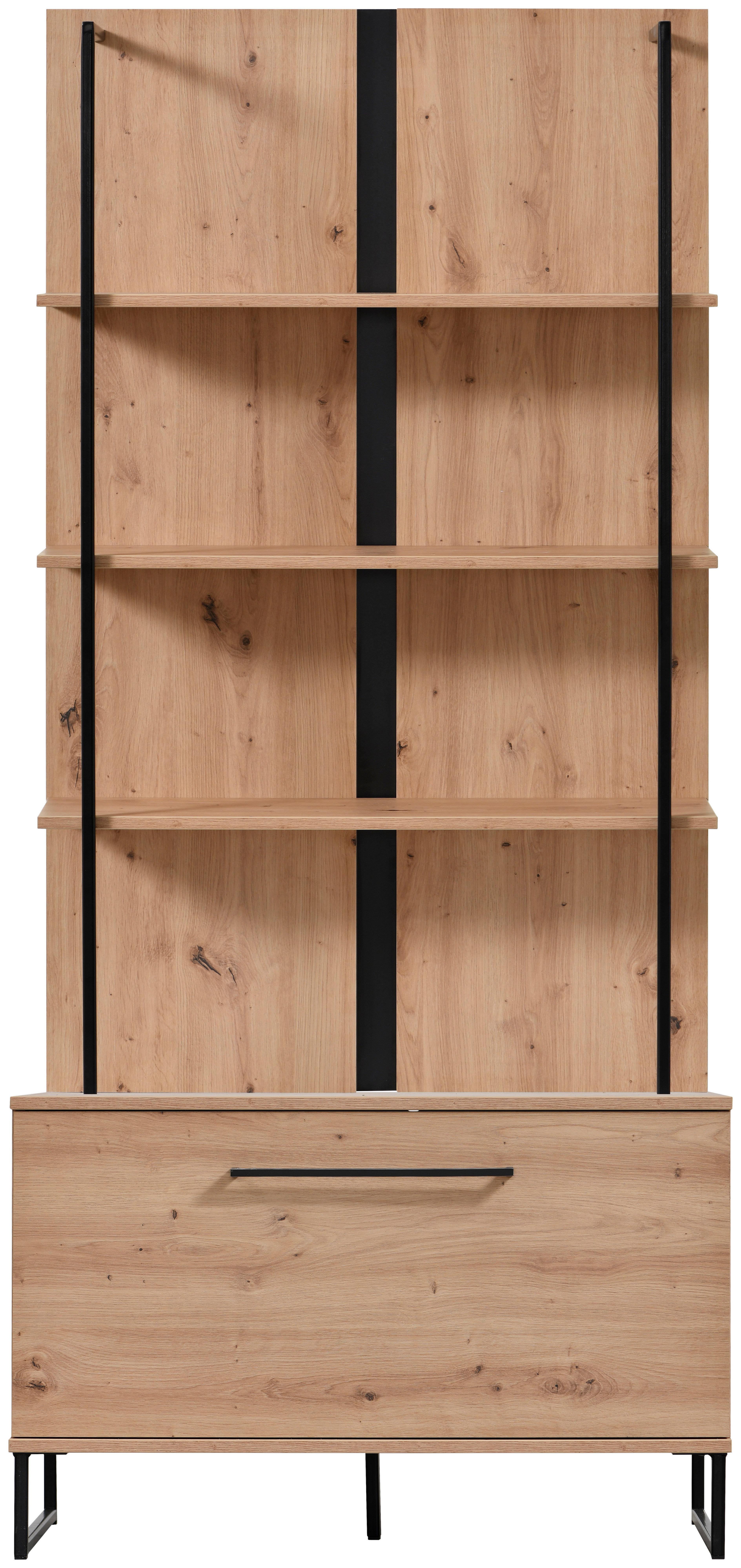 Polcos Elem Sardinia - fekete/Artisan tölgy, Modern, faalapú anyag (85/192/42cm)