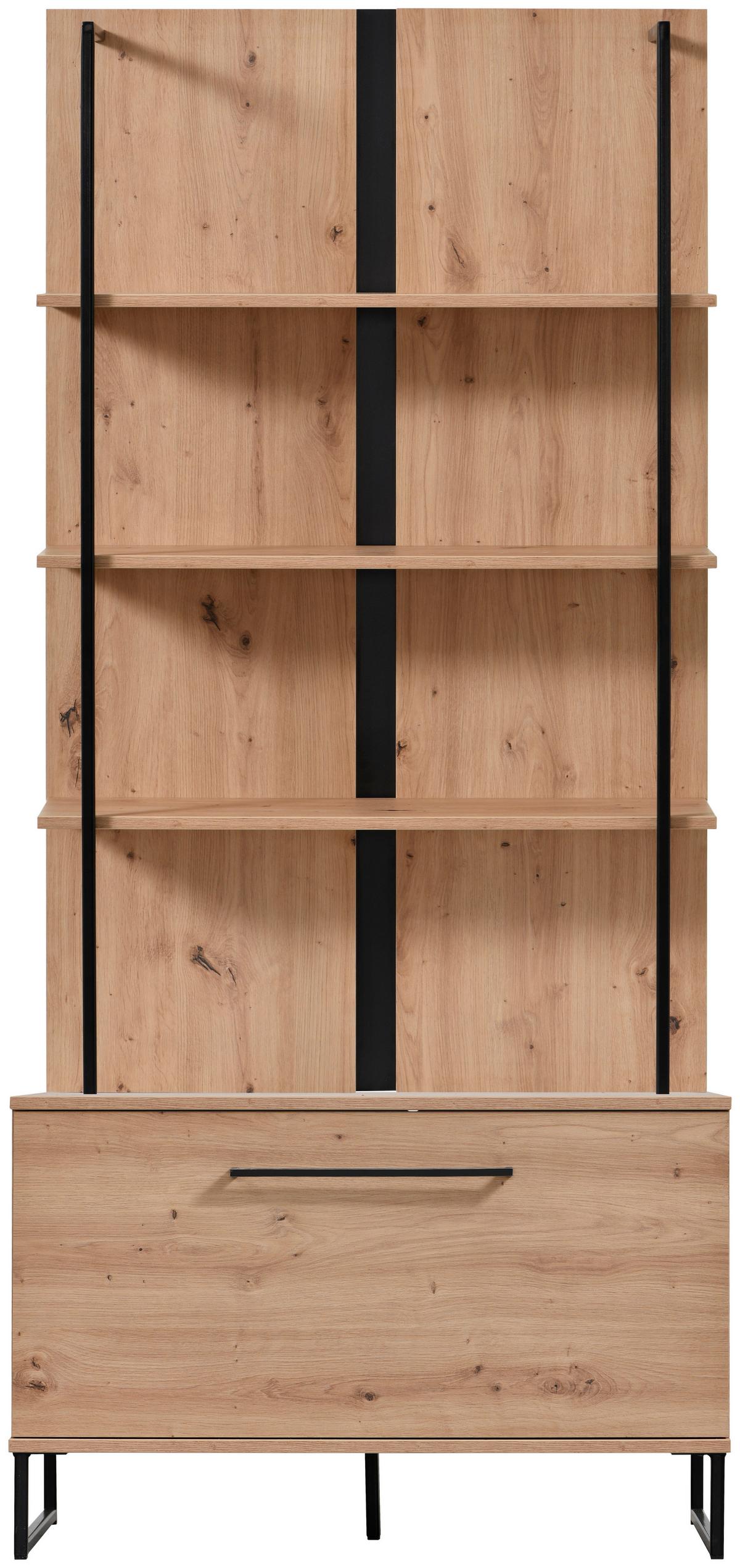 Polcos Elem Sardinia - fekete/Artisan tölgy, Modern, faalapú anyag (85/192/42cm)