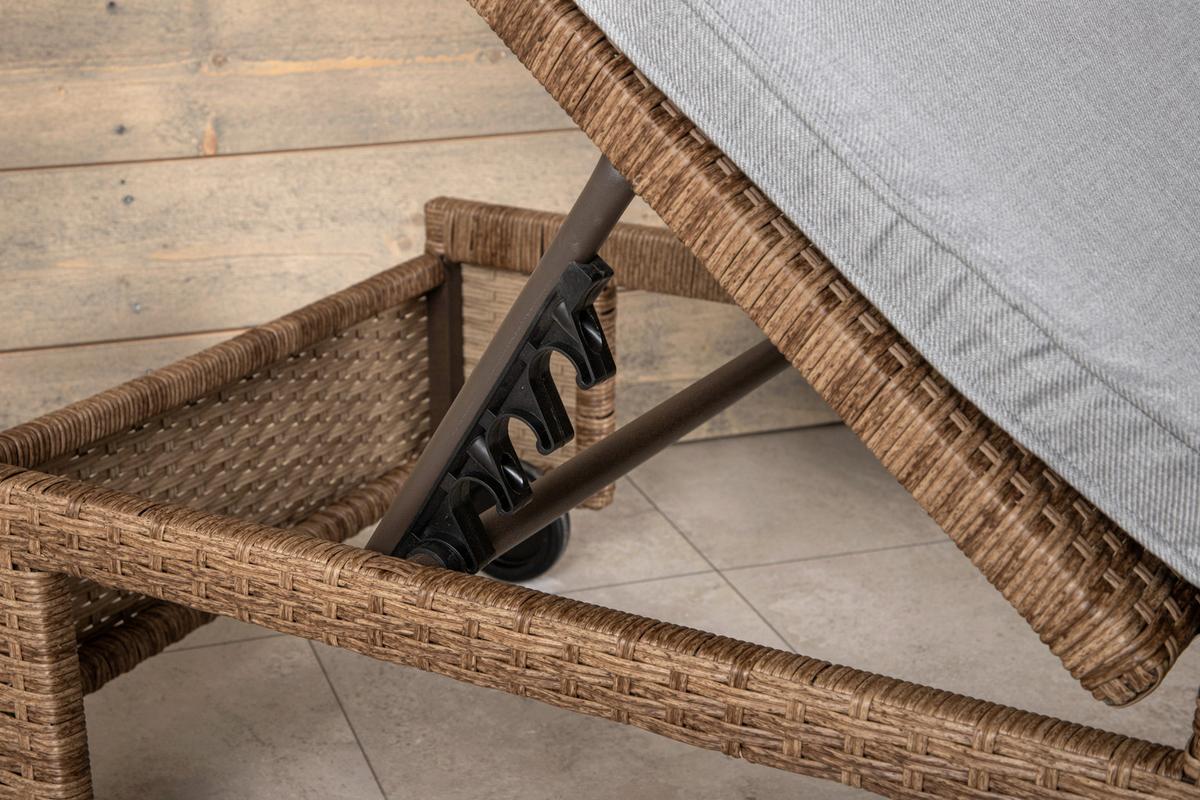 Sonnenliege London ca. 60x32x196 cm Hellbraun - Sandfarben/Hellbraun, KONVENTIONELL, Kunststoff/Textil (60/32/196cm) - Gardenson