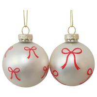 Christbaumkugel-Set Milo Rot/Weiß 2-teilig - Rot/Weiß, Glas/Textil (6cm) - Mömax