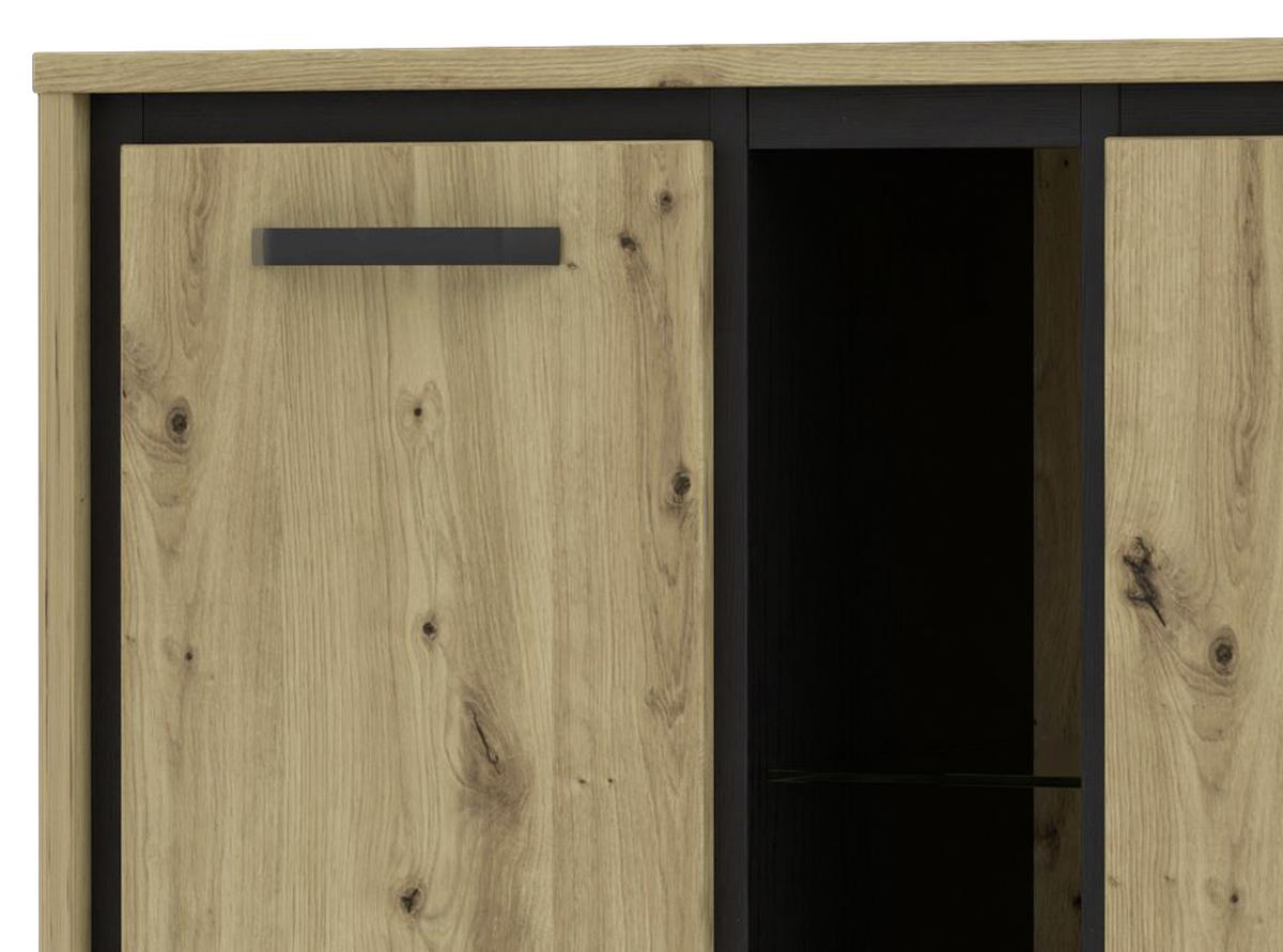 Kommode "Trondheim" , Eiche - Eichefarben/Schwarz, Basics, Glas/Holzwerkstoff (120,4/81,3/41,5cm) - Livetastic