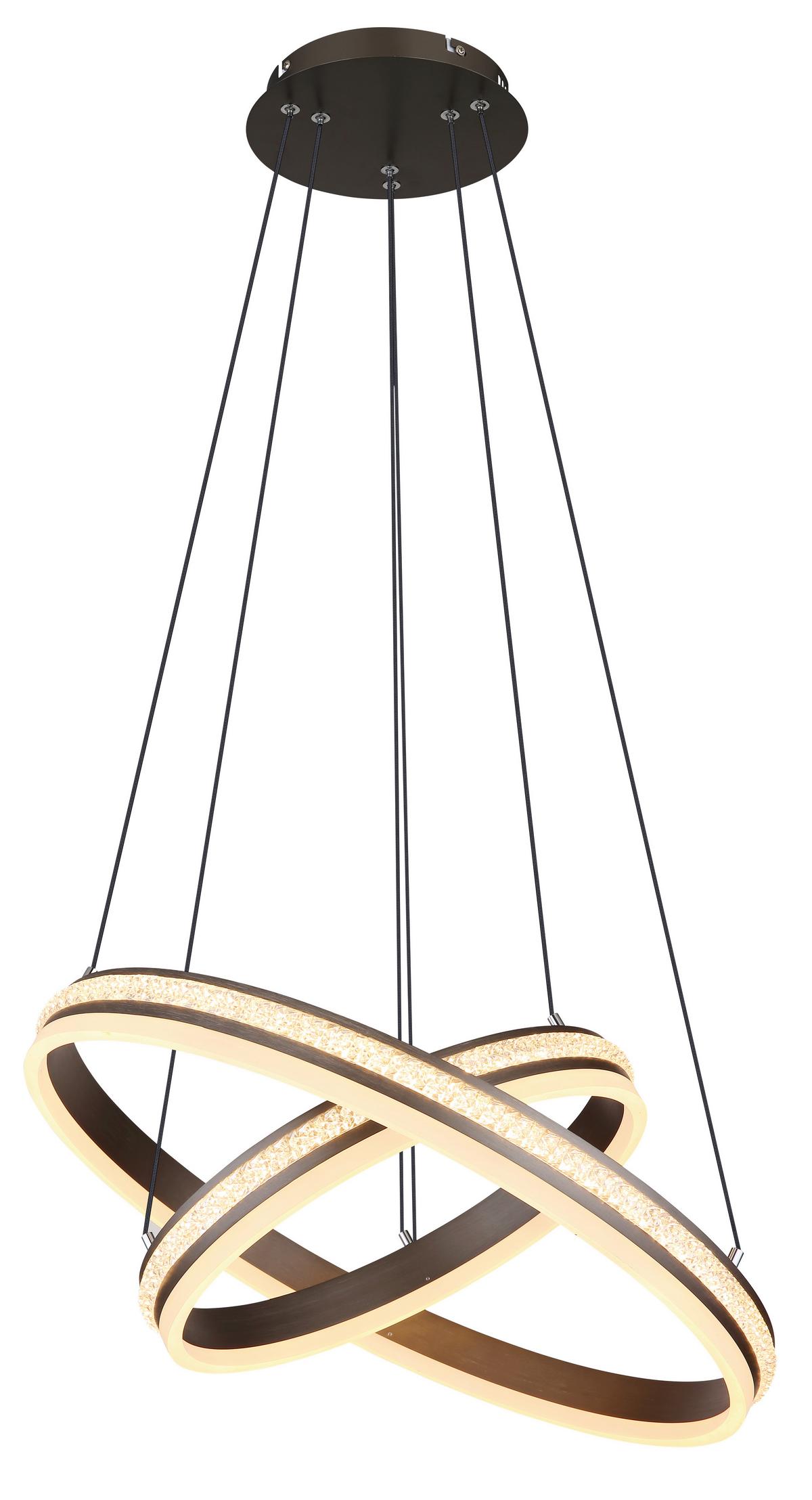 LED-Hängeleuchte Grouni Titanfarben/Opal max. 60 Watt - Klar/Titanfarben, Design, Kunststoff/Metall (60/120cm) - Globo