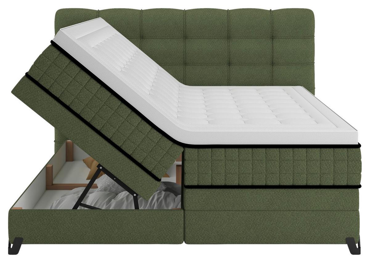Boxspringbett Carmen C Grün ca. 180x200cm - Grün, Konventionell, Holz/Holzwerkstoff (180/200cm) - Premium Living