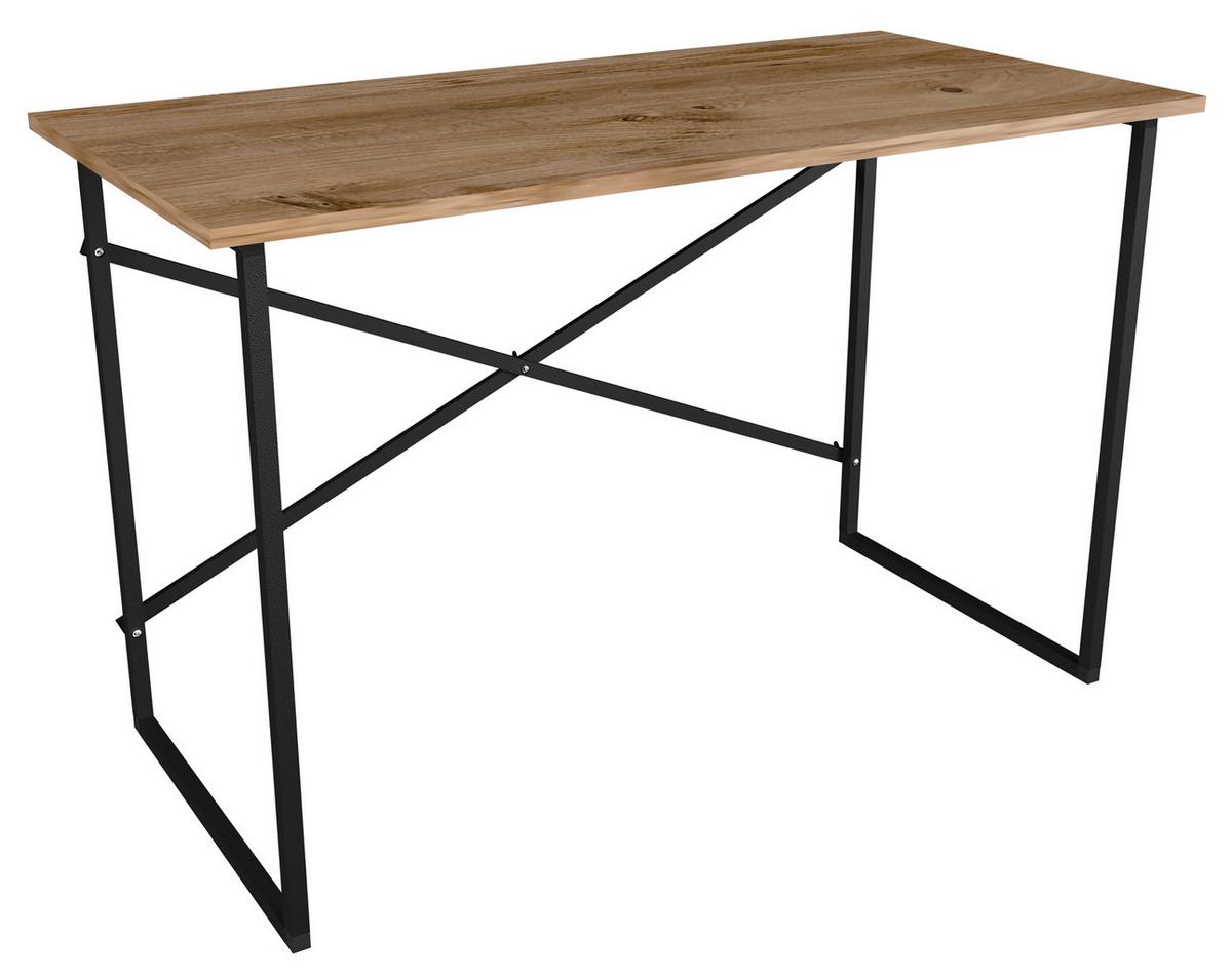 Pisalna Miza Insasi, Barva Hrasta, Črna, 90x50cm - črna/medeni hrast, Design, kovina/leseni material (90/50/75cm) - MID.YOU