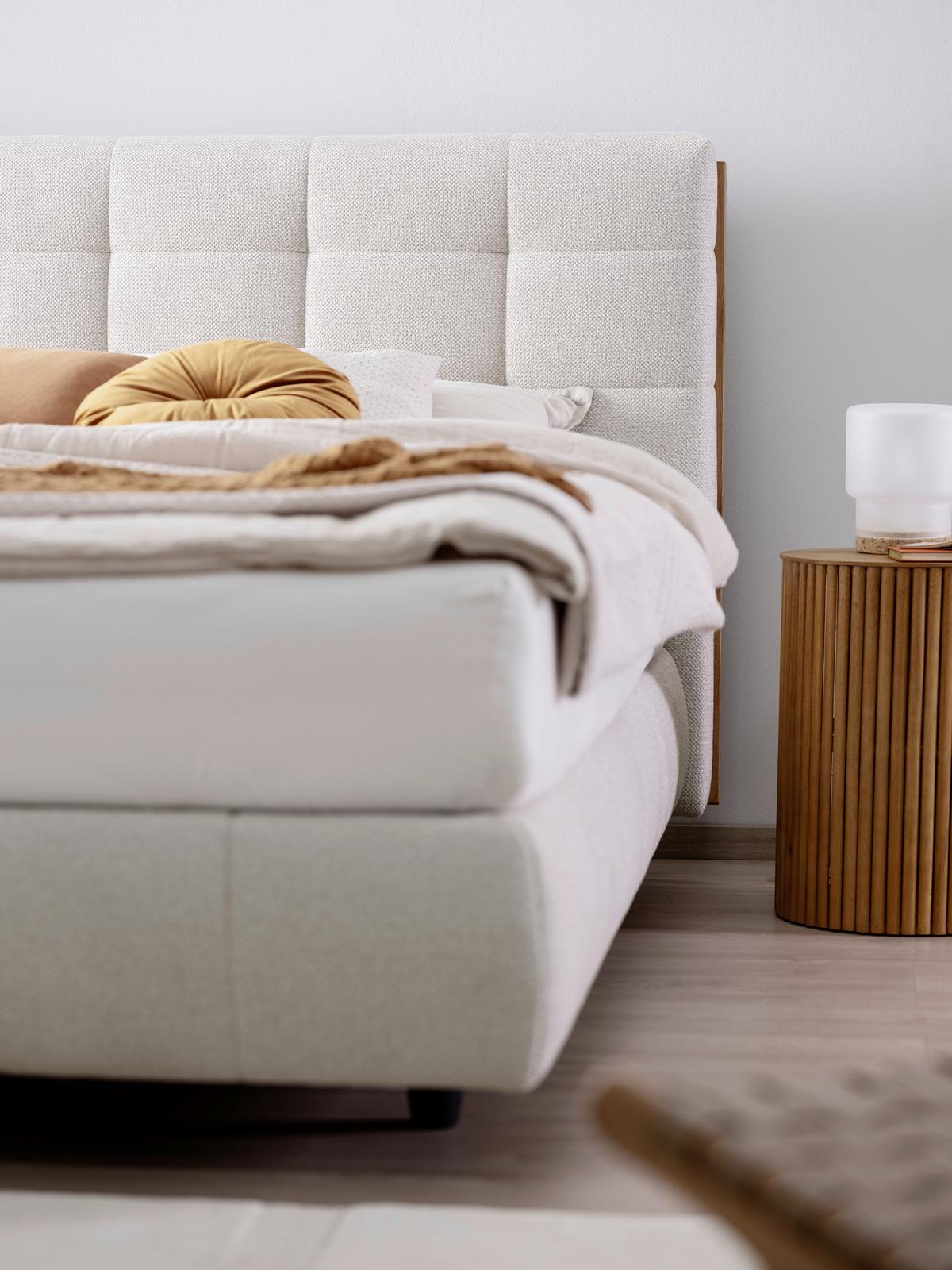 Boxspringbett Lavenito Weiß ca. 160x200cm - Schwarz/Weiß, KONVENTIONELL, Textil (160/200cm) - Premium Living