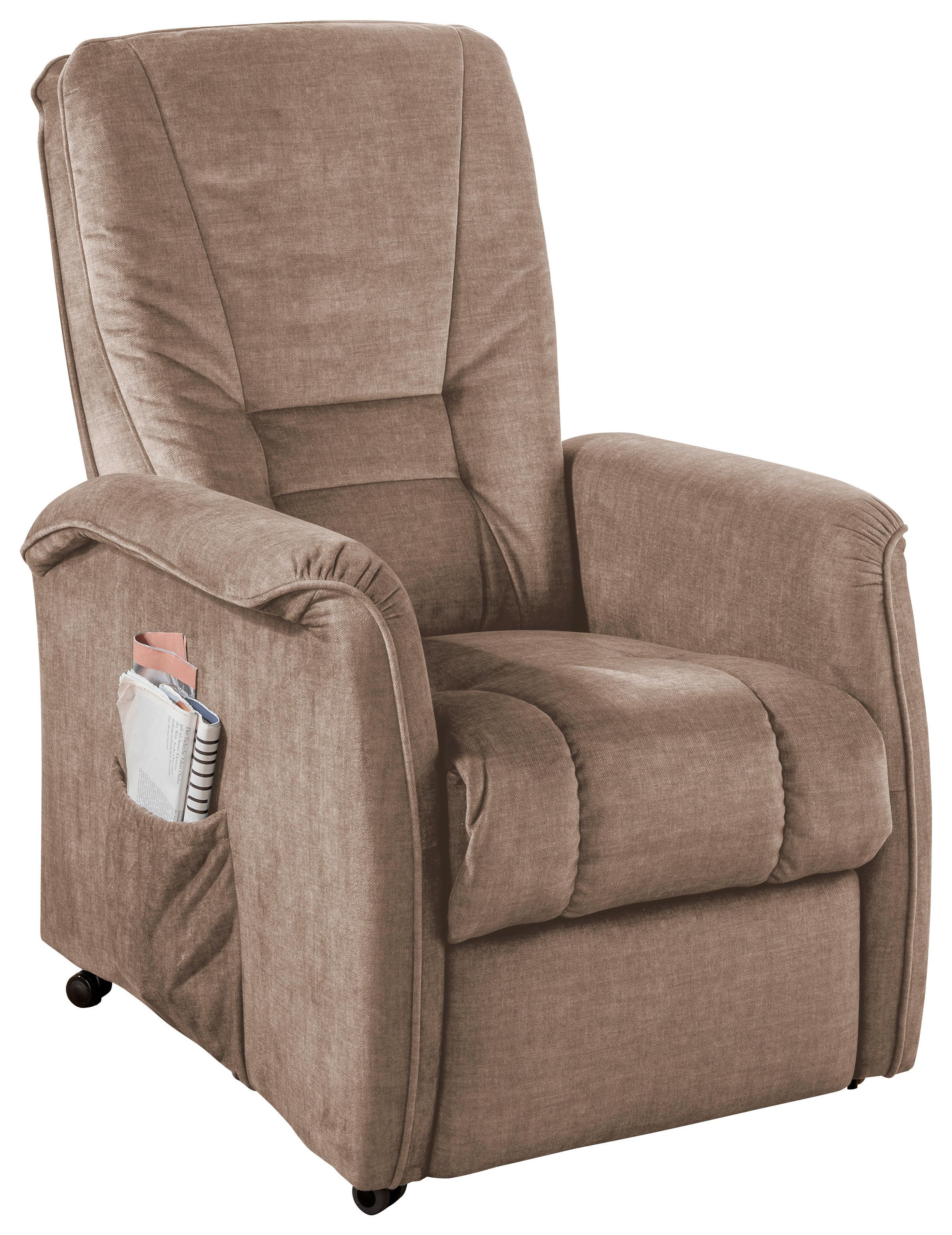 Relaxsessel Harry Hellbraun Velours - Hellbraun/Schwarz, Design, Kunststoff/Textil (77/107/88cm) - Livetastic