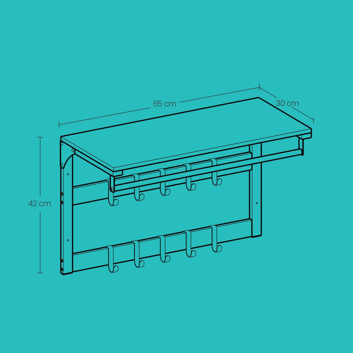 WANDGARDEROBE COAT RACK - Schwarz/Grau, MODERN, Holzwerkstoff (65/42/30cm) - MID.YOU