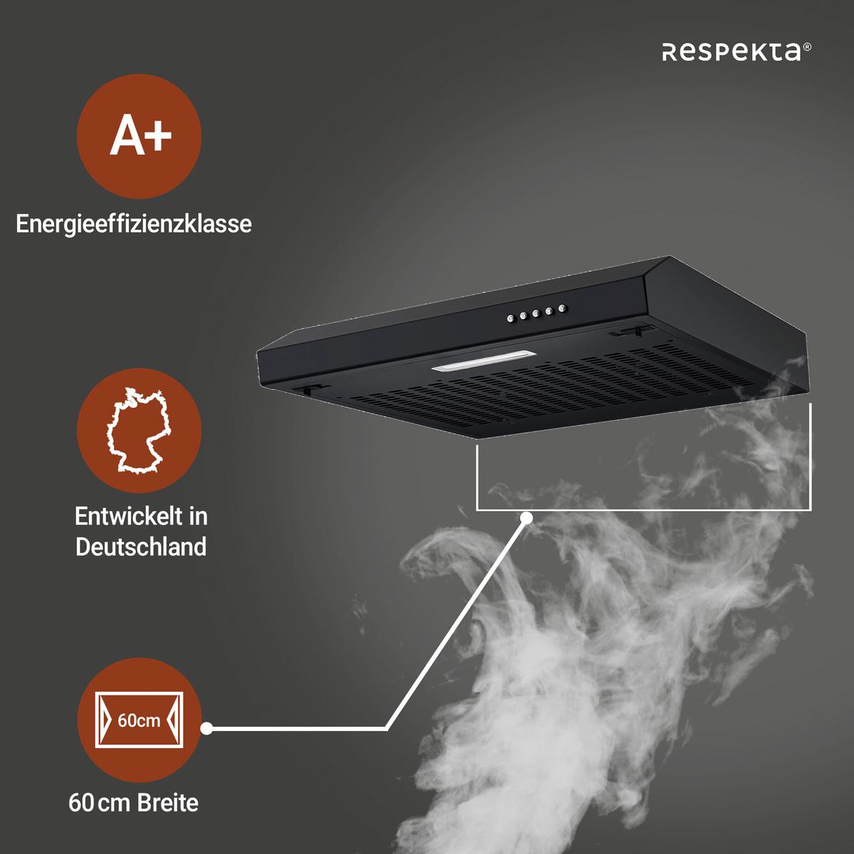 Dunstabzugshaube CH600SC-19 Schwarz - Schwarz, Trend, Metall (60/8/46,5cm) - Respekta
