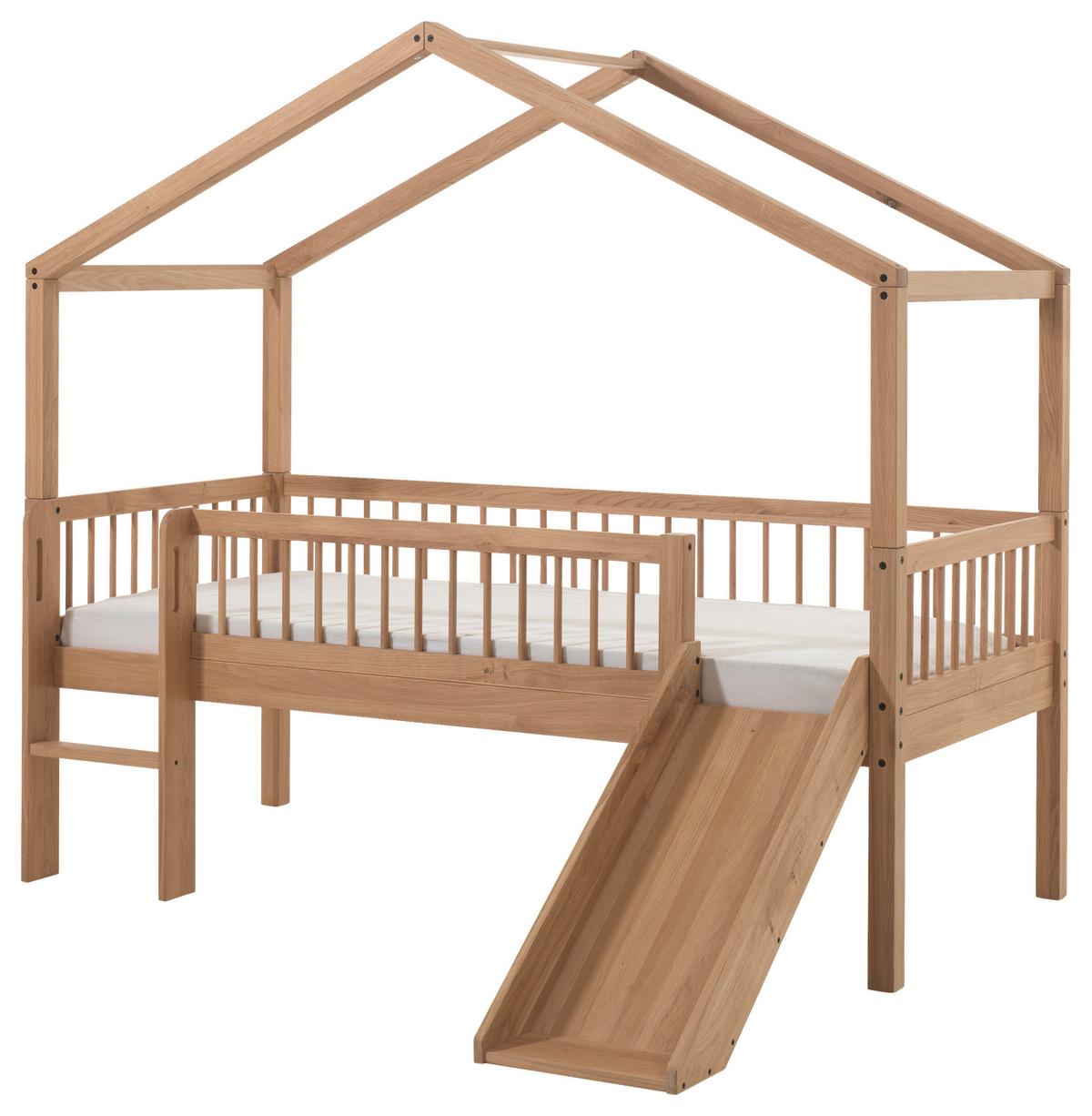 Hausbett Forrest Eichefarben ca.90x200cm Echtholz Rutsche - Eichefarben/Naturfarben, MODERN, Holz (90/200cm) - Vipack