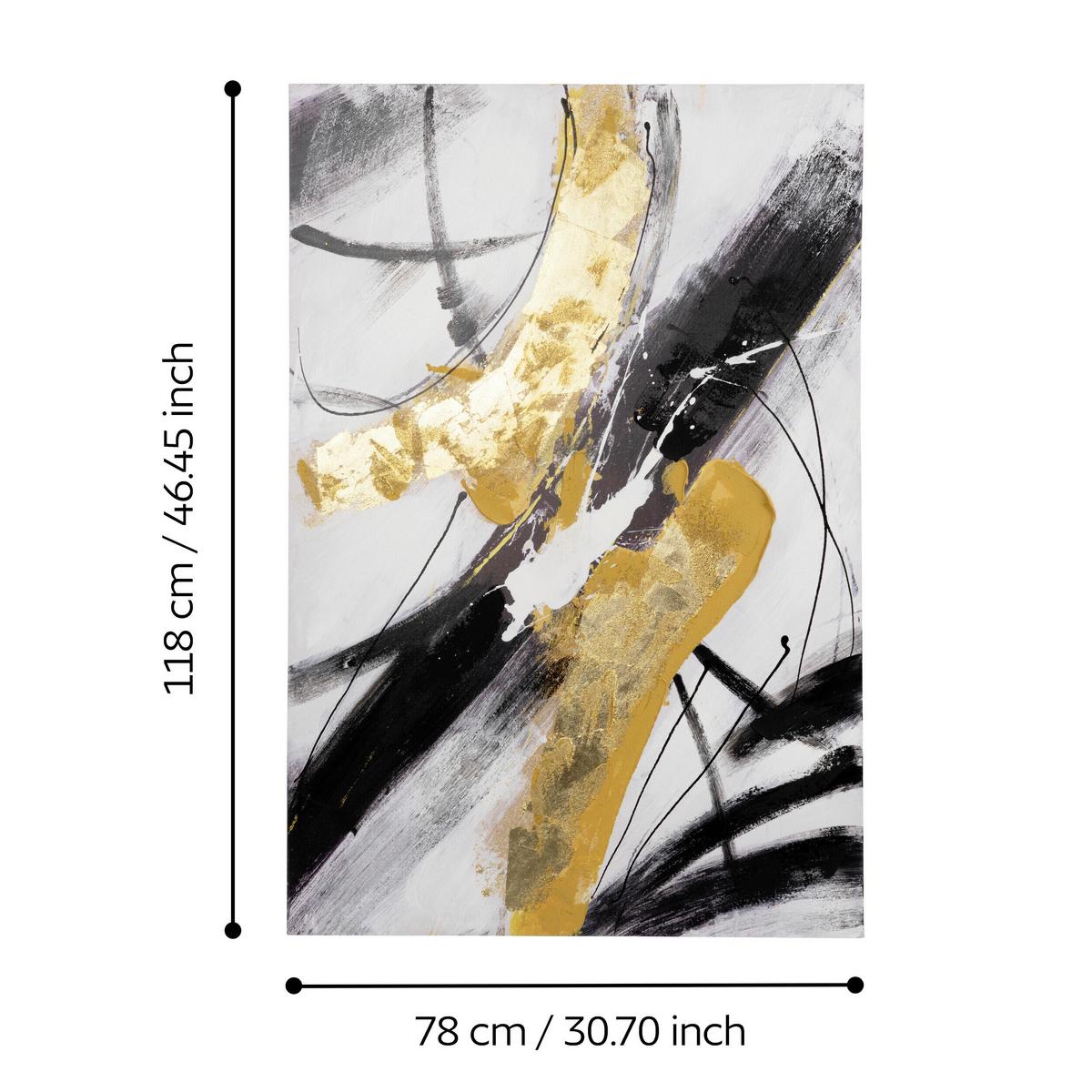 Bild Toshima Schwarz/Weiß/Gold ca. 118x78cm - Goldfarben/Schwarz, Trend, Kunststoff/Textil (118/1,6/78cm) - Eglo