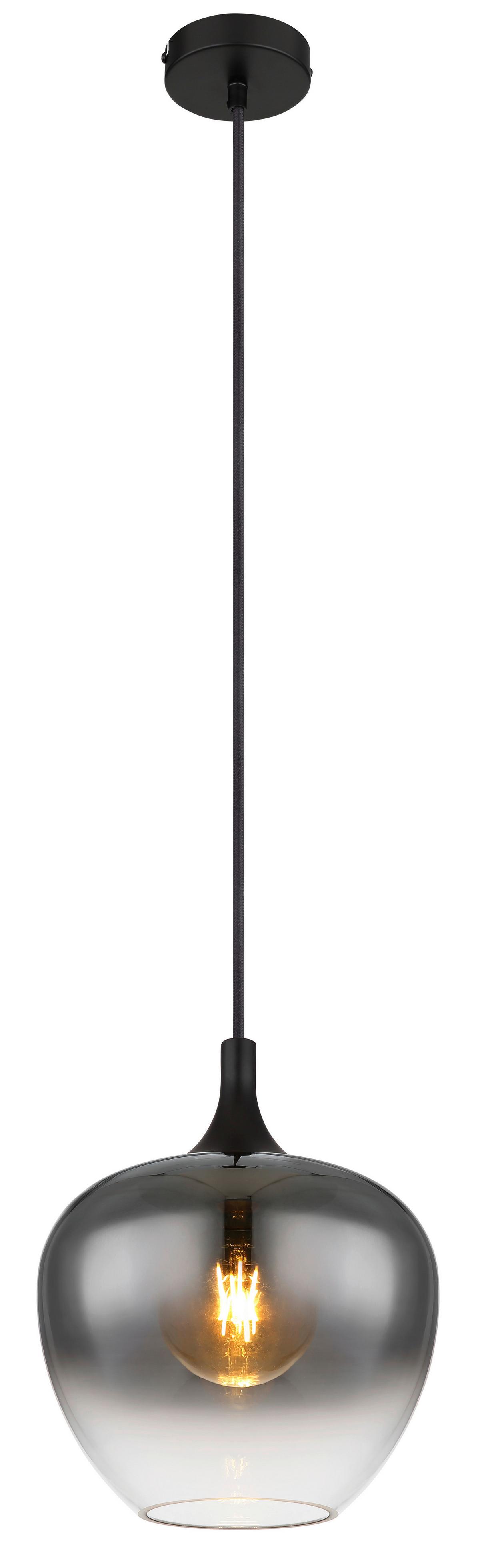 Hängeleuchte Maxy in Rauchfarben max. 40 W - Schwarz, Glas/Metall (24/120cm) - Globo