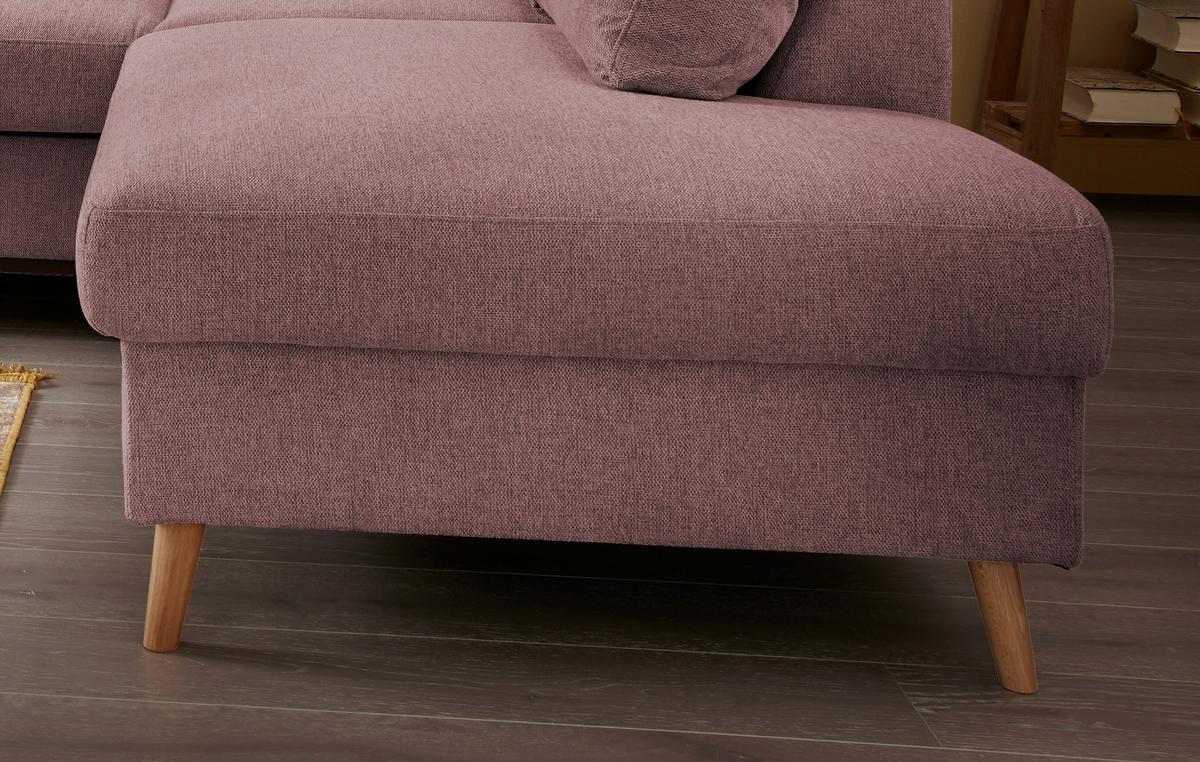 Wohnlandschaft Valentina Rosa Struktur - Rosa/Naturfarben, KONVENTIONELL, Holz/Textil (230/200cm) - P & B