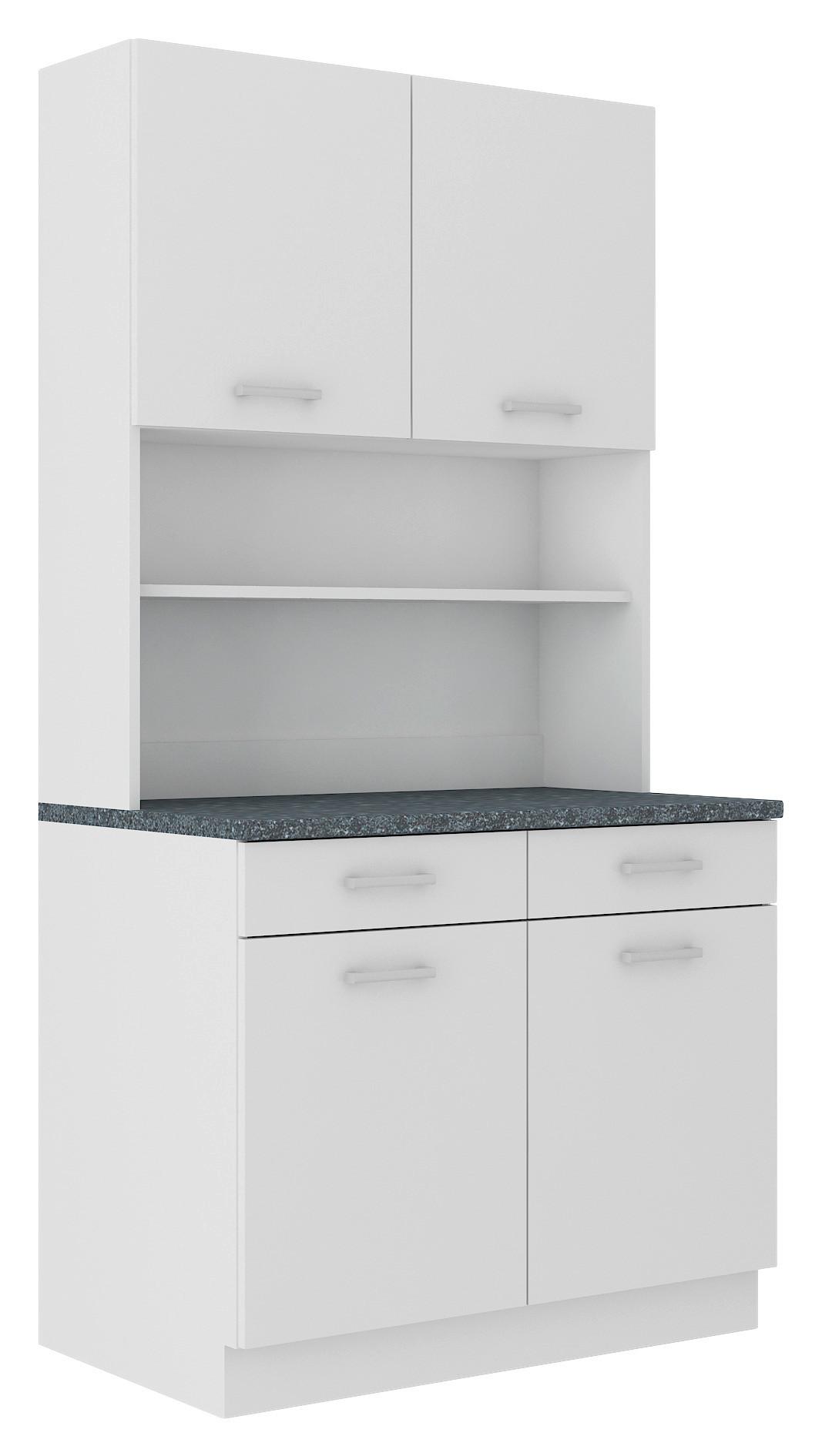 Kredenac Maria - bela/srebrna, Konvencionalno, pločasti materijal/plastika (100/200/60cm)