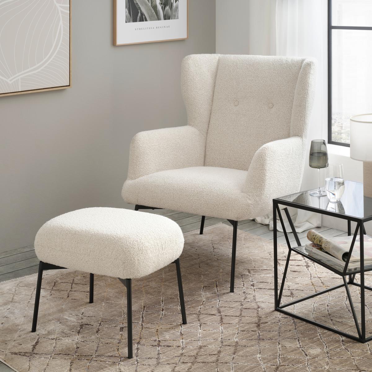 Fotelja Norbi - crna/krem, Natur, drvo/metal (84/95/75cm) - Mömax