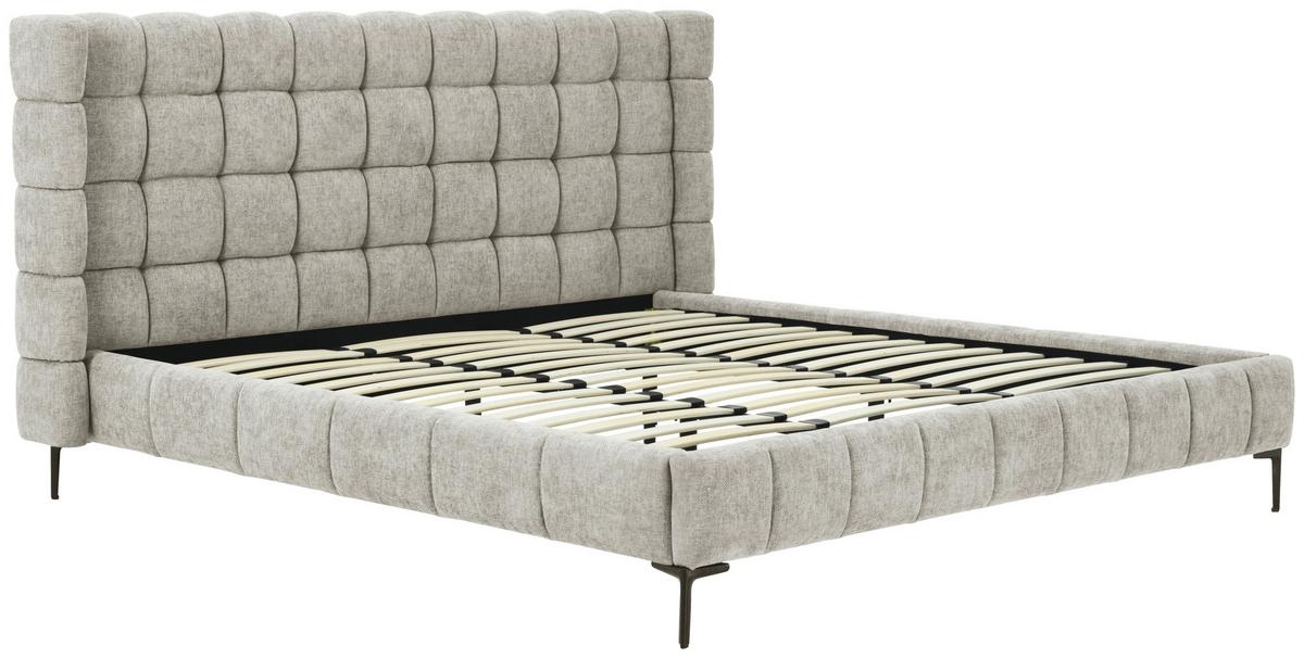 Oblazinjena Postelja Stitch, Siva, 180x200cm - siva/črna, Design, kovina/tekstil (218/116/222cm) - Livetastic