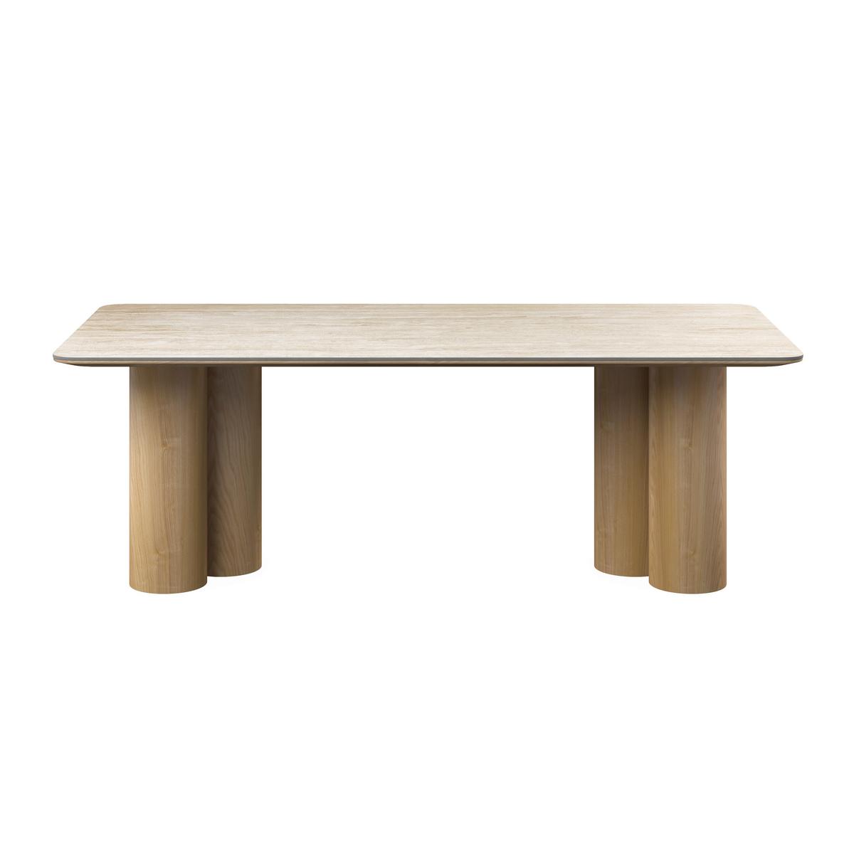 Esstisch Kiano Holz/Keramik Creme ca. 220x105 cm - Creme/Naturfarben, MODERN, Holz/Keramik (220/76/105cm) - Bessagi Home