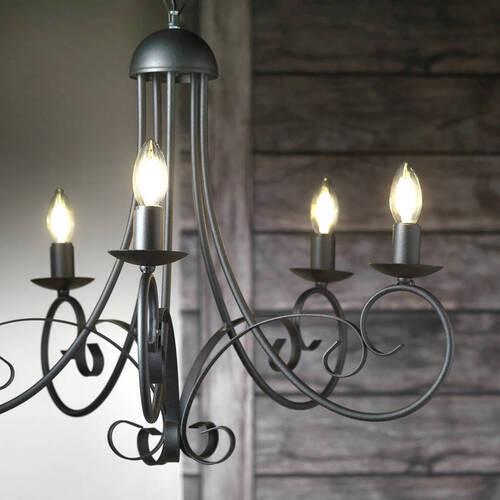 Kronleuchter Pompei Schwarz max. 6 Watt - Schwarz, KONVENTIONELL, Metall (60/110cm)