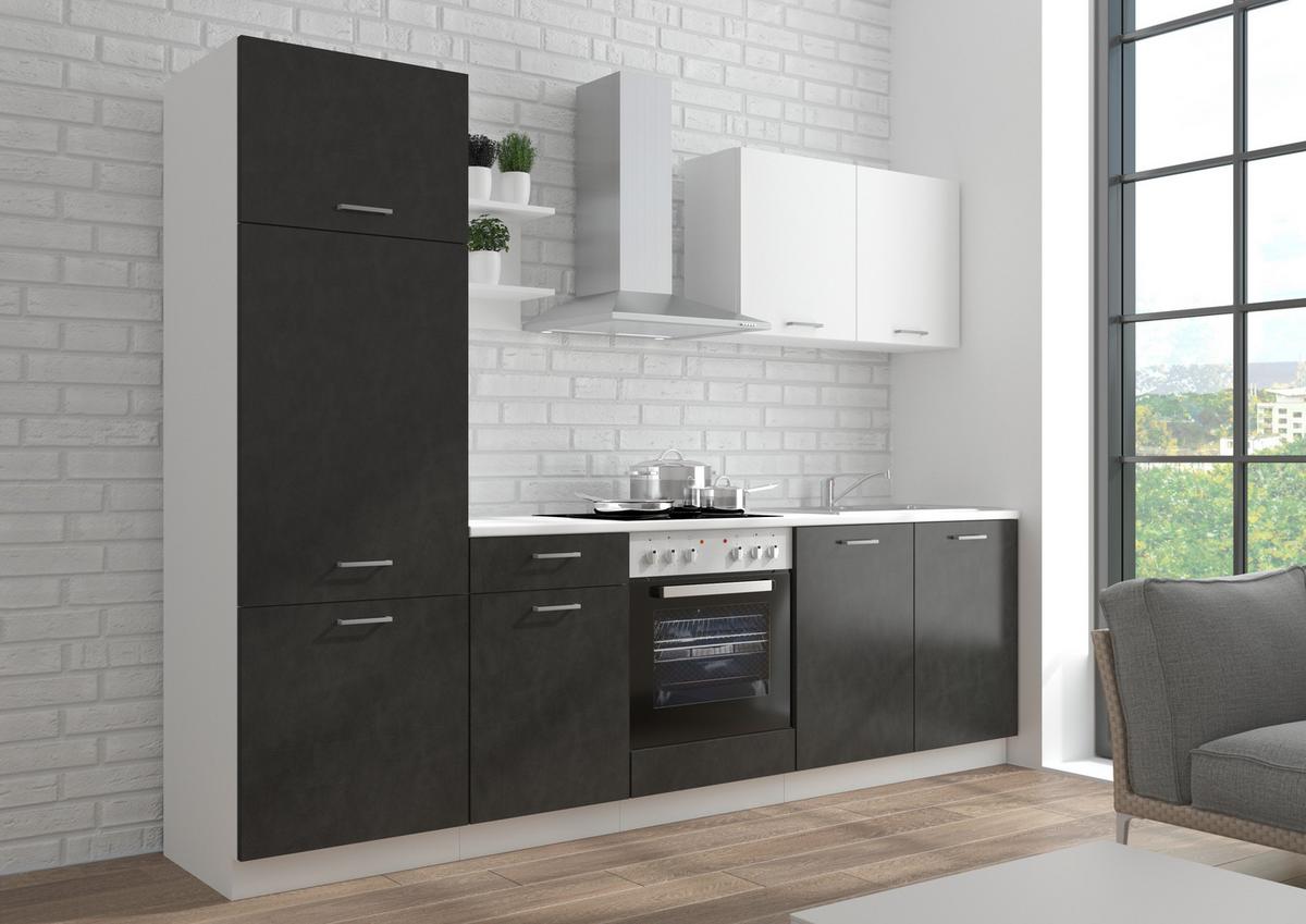 Kuhinjski Blok Brez Aparatov Promo, Bela, Grafit, 270cm - siva/bela, Design, umetna masa/leseni material (270cm) - P & B
