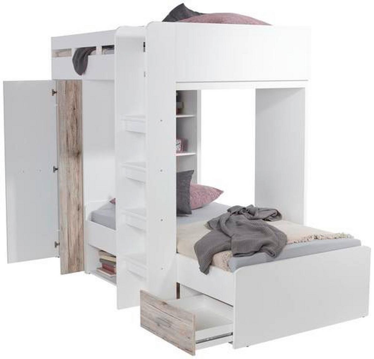 Pograd Maxi, Bela, 90x200cm - barve hrasta/bela, Konvencionalno, leseni material (269/180/115cm)