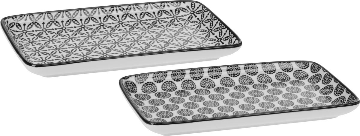 Teller Shiva diverse Designs - Weiss/Schwarz, Lifestyle, Keramik (20/11/2,5cm) - Modern Living