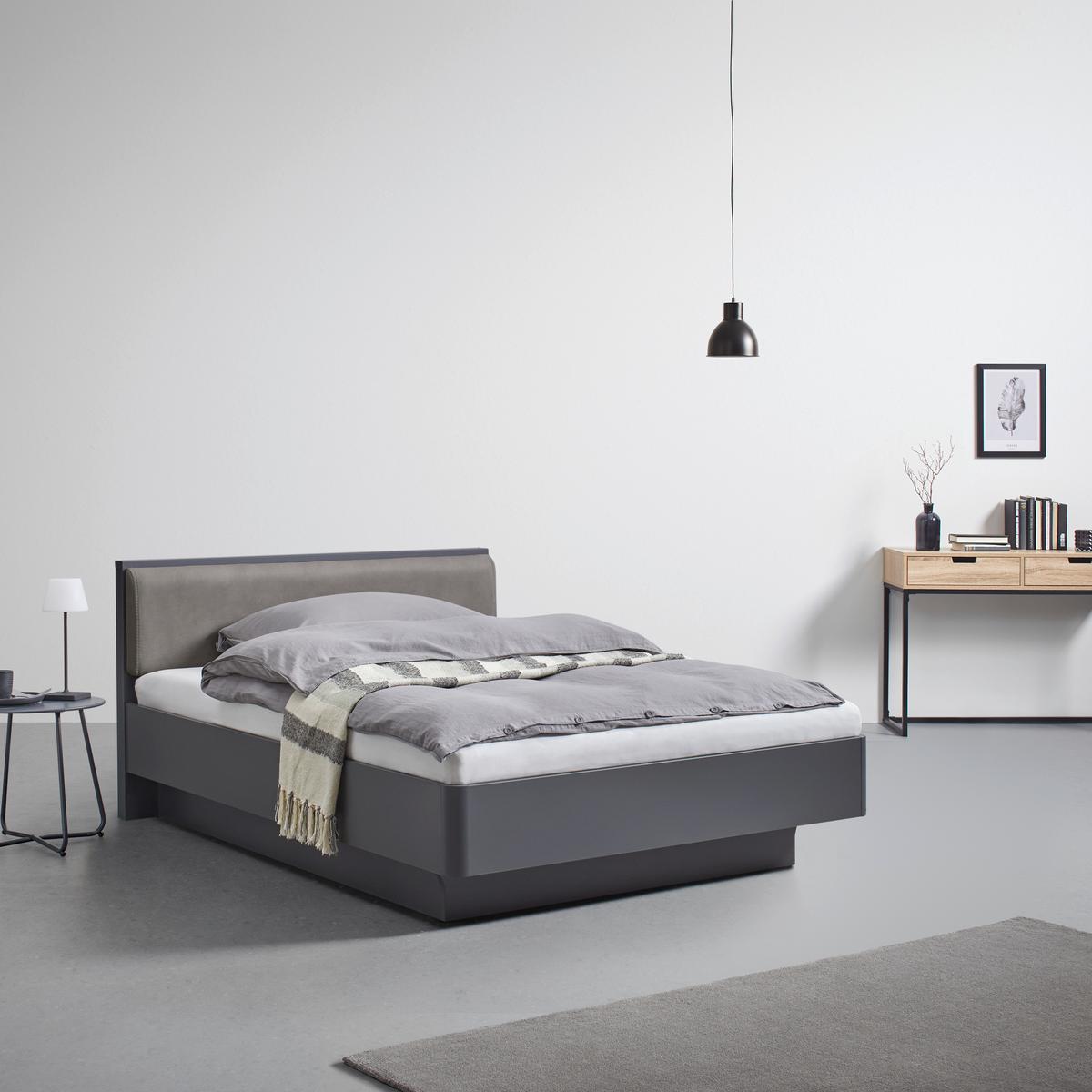 Pat tapițat Mariello 140/200 antracit/maro deschis - antracit/maro deschis, Modern, lemn/textil (140/200cm) - Bessagi Home