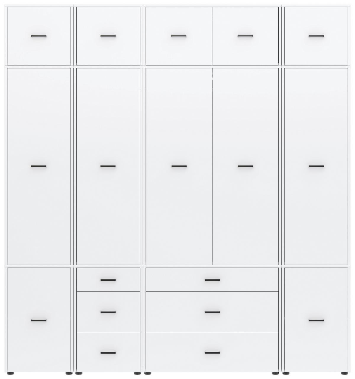 Kleiderschrank Kivo Weiß - Schwarz/Weiß, Basics, Holzwerkstoff/Kunststoff (225/239,4/52,1cm) - Based