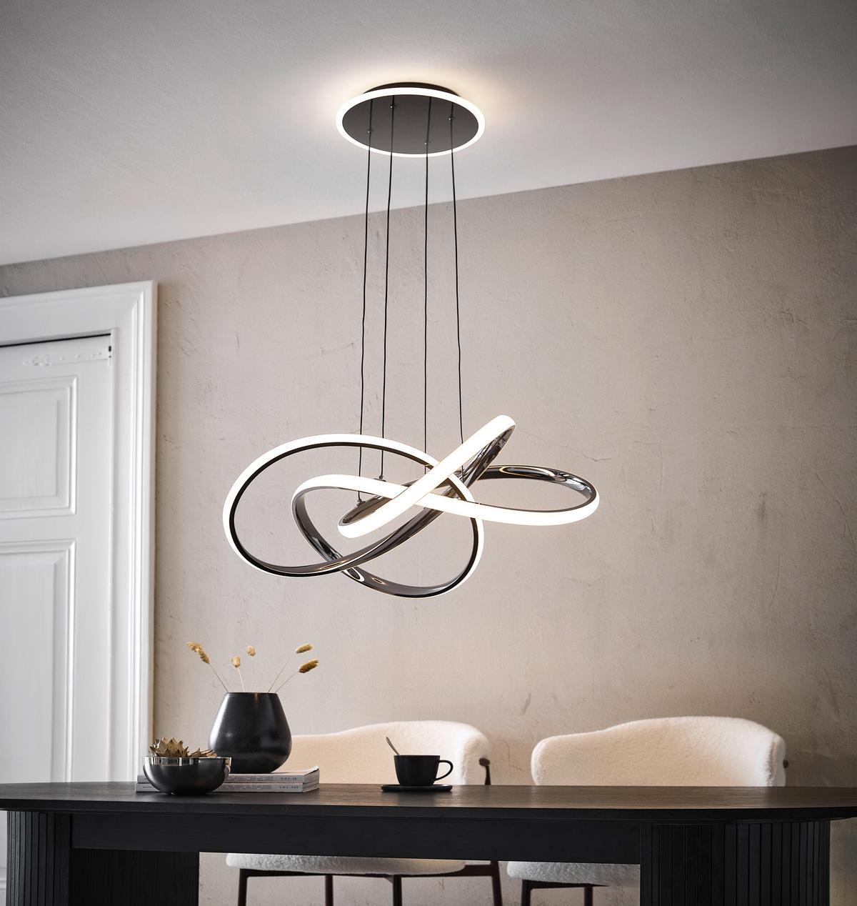 LAMPA WISZĄCA LED 6064-105 BANDOL - czarny chrom, Design, metal (64/150cm)