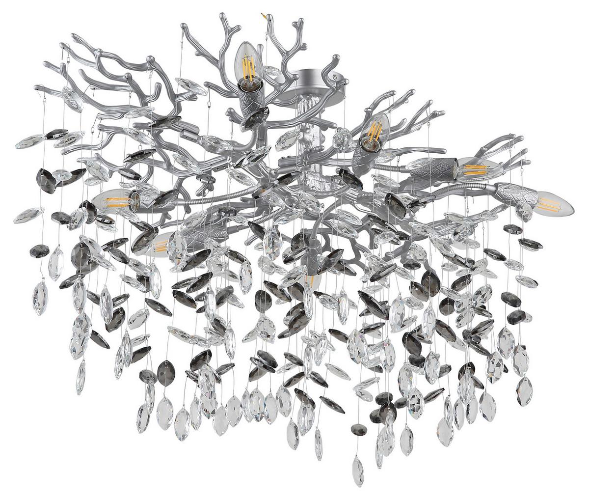 LAMPA SUFITOWA 64138D1S QUEENA - kolor srebrny/przejrzysty, Konventionell, metal/szkło (85/50/50cm) - Globo