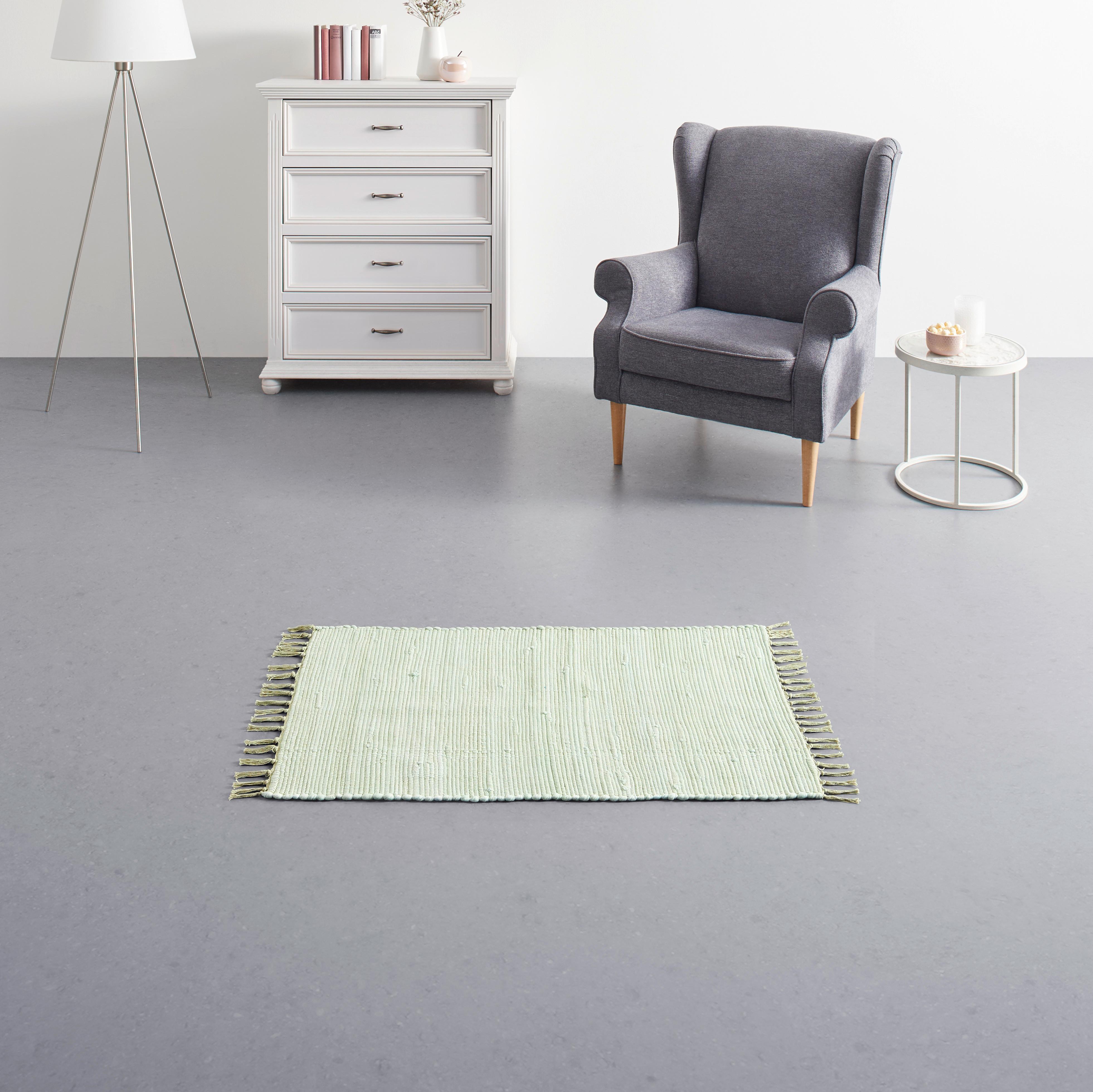 Fleckerlteppich Julia in Hellgrün ca. 60x90cm - Hellgrün, ROMANTIK / LANDHAUS, Textil (60/90cm) - Modern Living