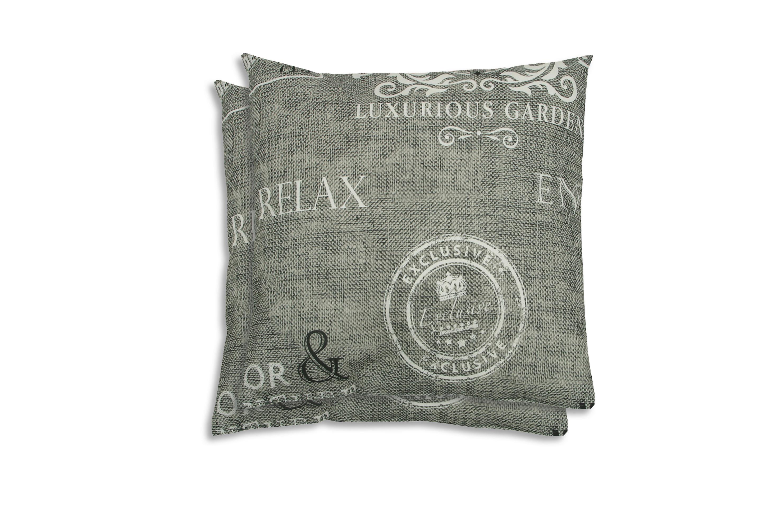 ZESTAW PODUSZEK DEKORACYJNYCH 15219 - jasnoszary/biały, Konventionell, tkanina (48/48cm)