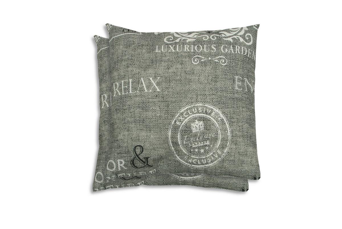 ZESTAW PODUSZEK DEKORACYJNYCH 15219 - jasnoszary/biały, Konventionell, tkanina (48/48cm)