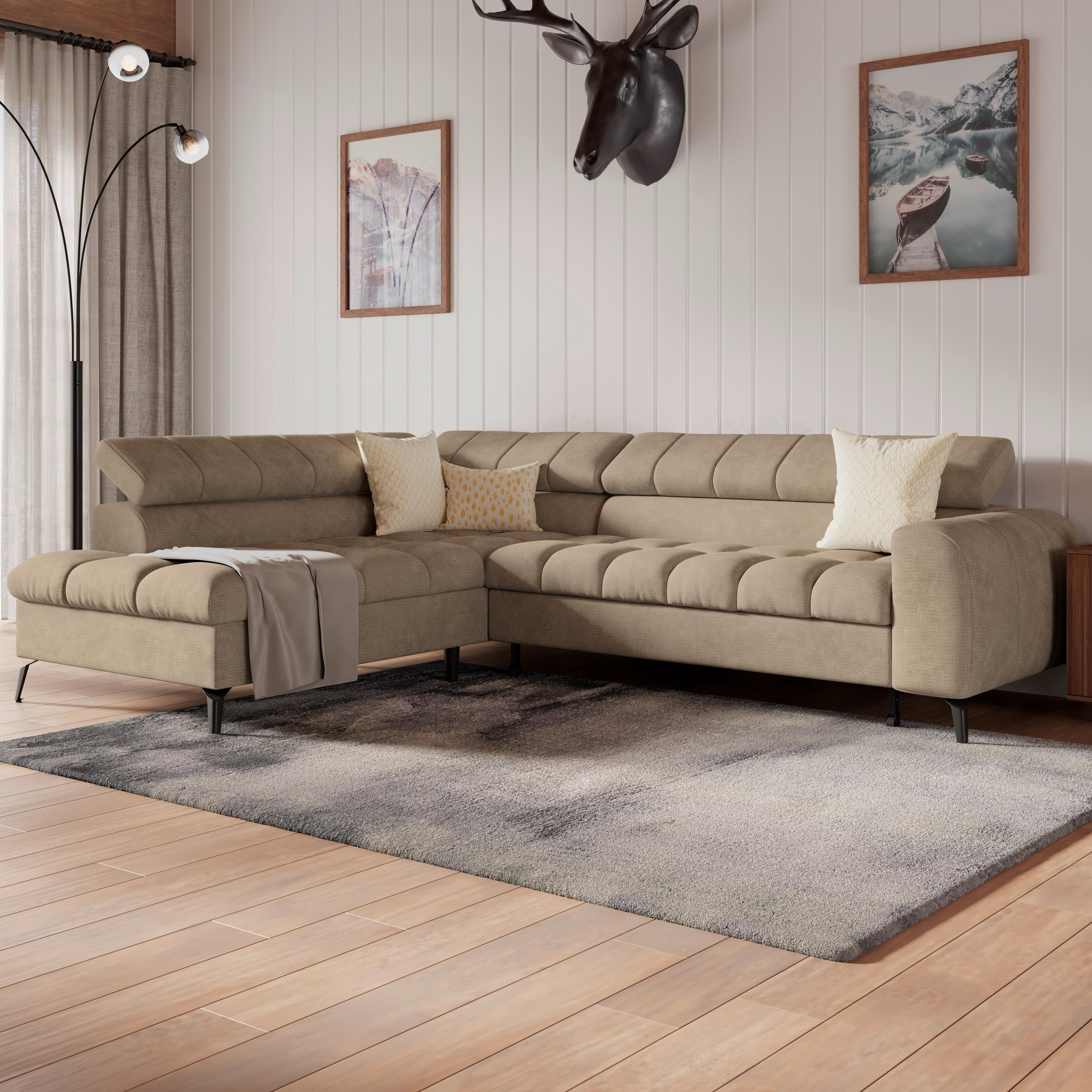 Kutna Garnitura Volf - bež/crna, Trend, tekstil/metal (203/261cm)
