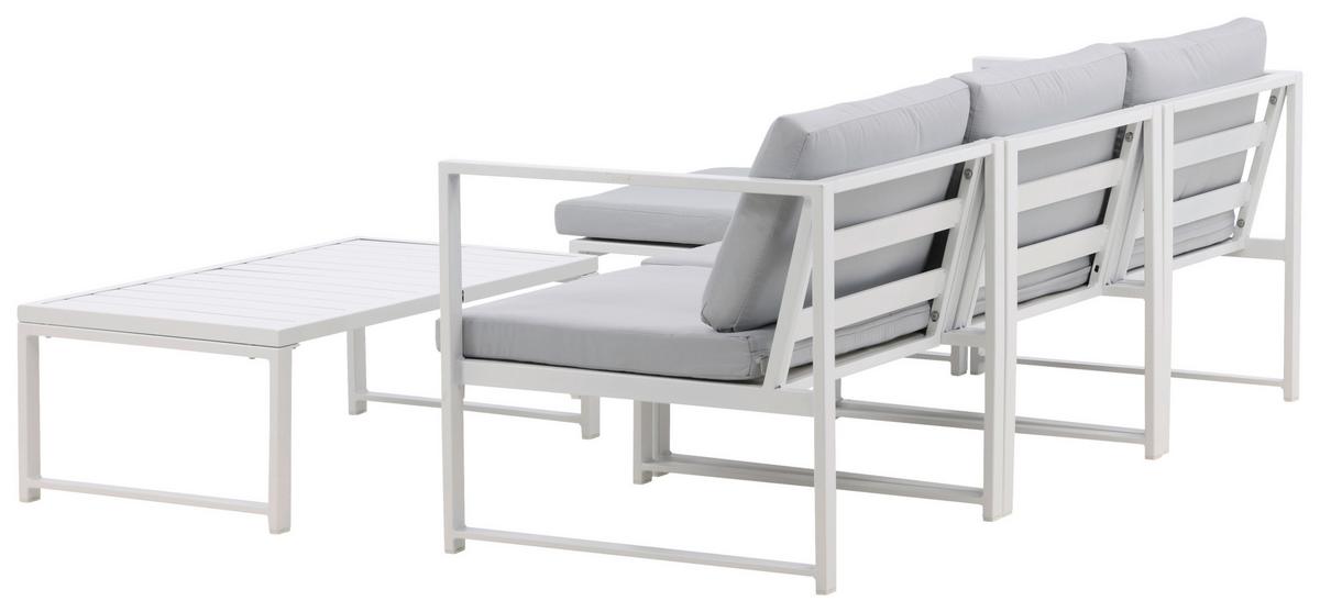 LOUNGEGARNITUR SALVADOR - Weiß/Grau, KONVENTIONELL, Textil/Metall - Gardenson