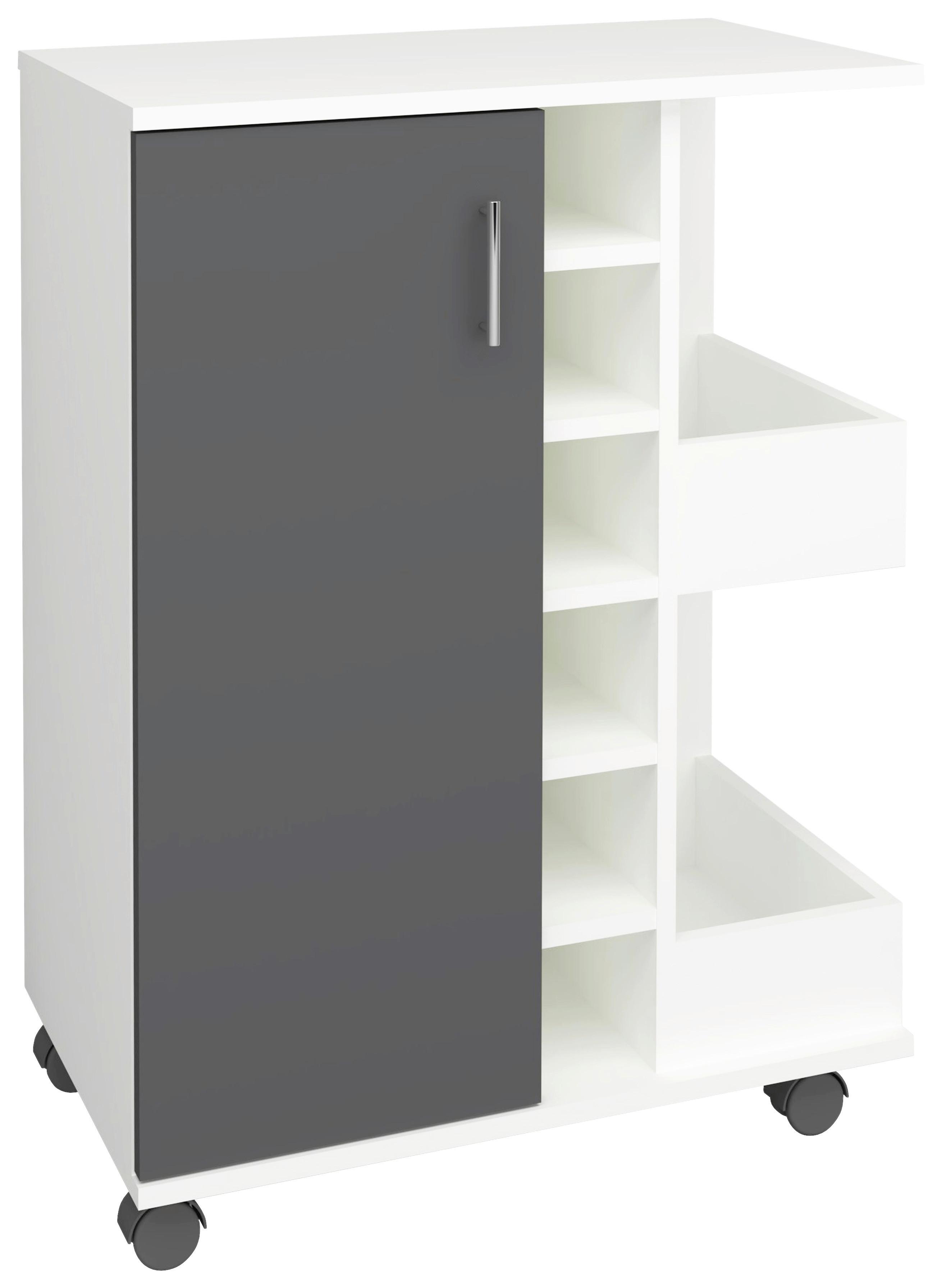 Servierwagen Esilo Kw M - Weiss/Anthrazit, Design, Holzwerkstoff/Kunststoff (63/85/40cm) - MID.YOU