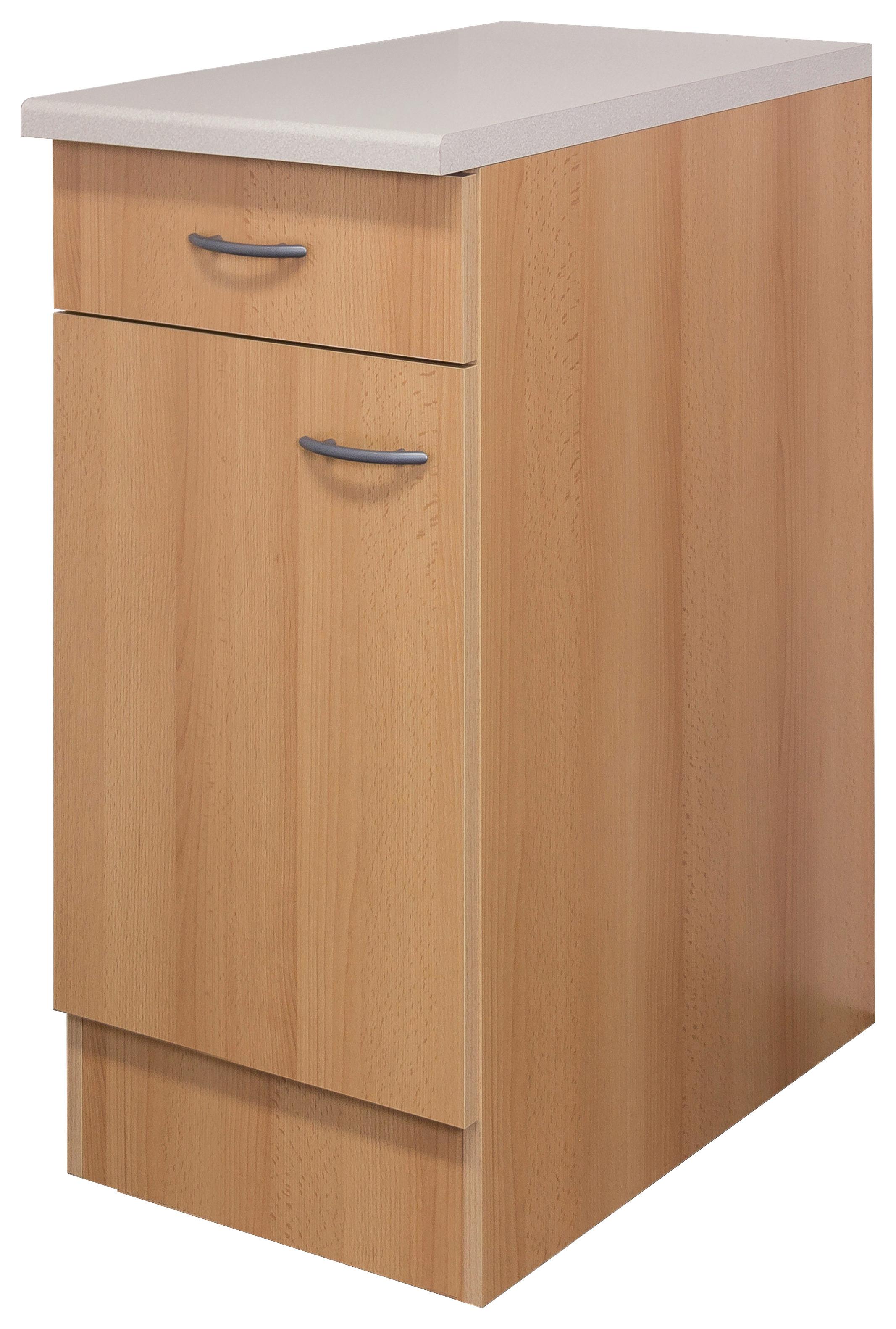 Kuhinjska Spodnja Omarica Nano, Barva Bukve - barve nerjavečega jekla/barve bukve, Moderno, umetna masa/leseni material (40/85/57cm) - FlexWell