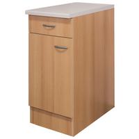 Küchenunterschrank in Buchefarbe 'Nano' - Edelstahlfarben/Beige, MODERN, Holzwerkstoff/Kunststoff (40/85/57cm) - FlexWell