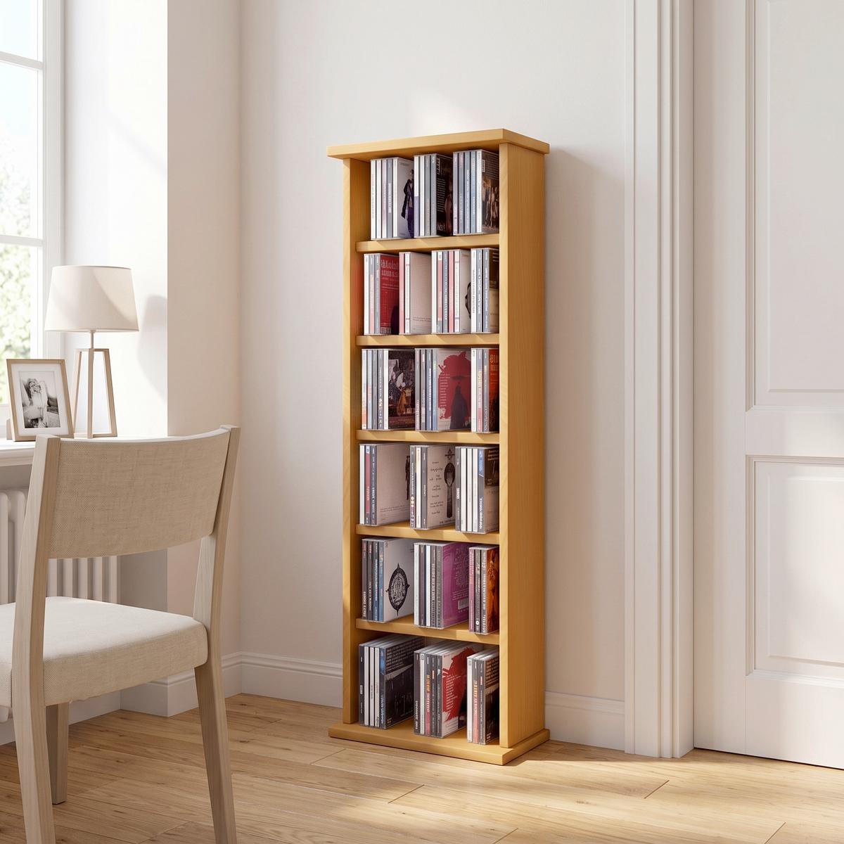 CD-Regal Vostan in Buchefarbe, B: 31 cm - Buchefarben, KONVENTIONELL, Holzwerkstoff (31/91,5/18cm) - MID.YOU