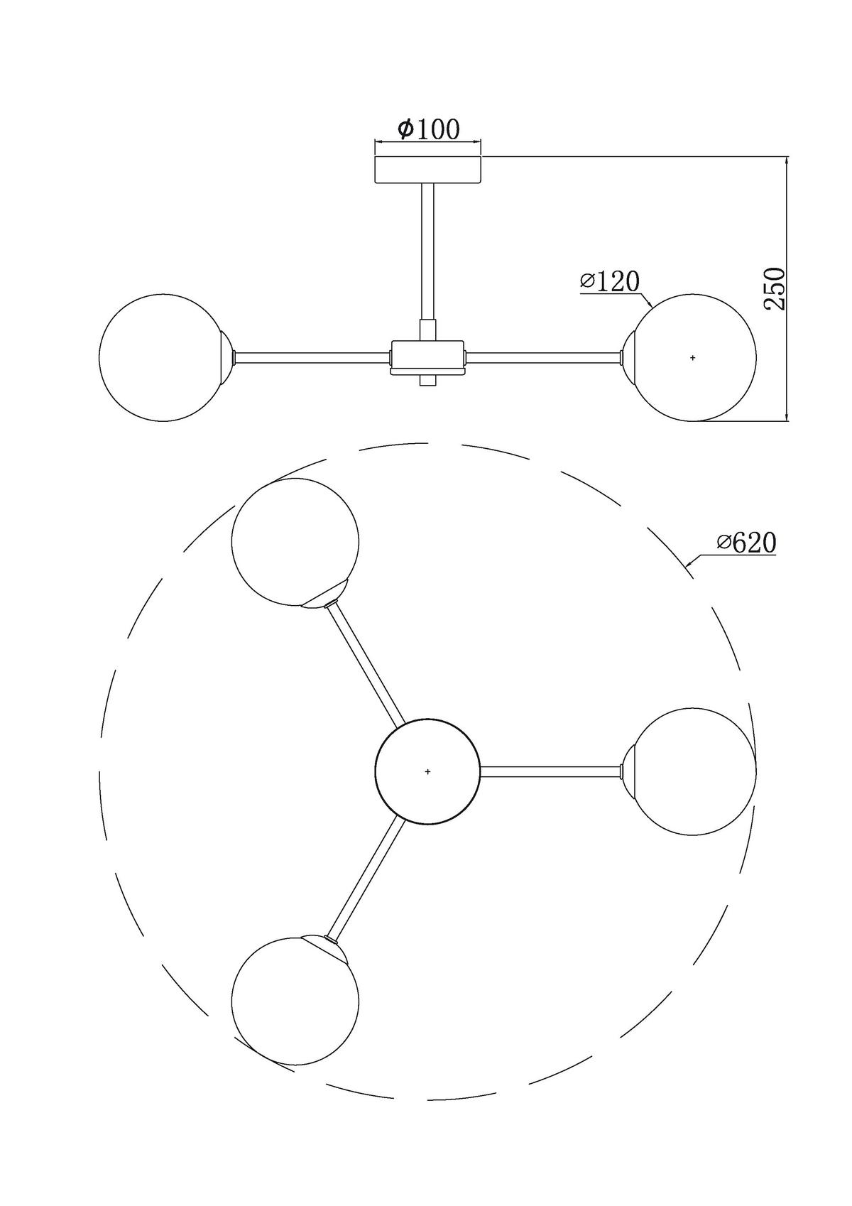 LAMPA SUFITOWA AMBER - kolor bursztynowy, Trend, metal/szkło (62/62/25cm) - Novel