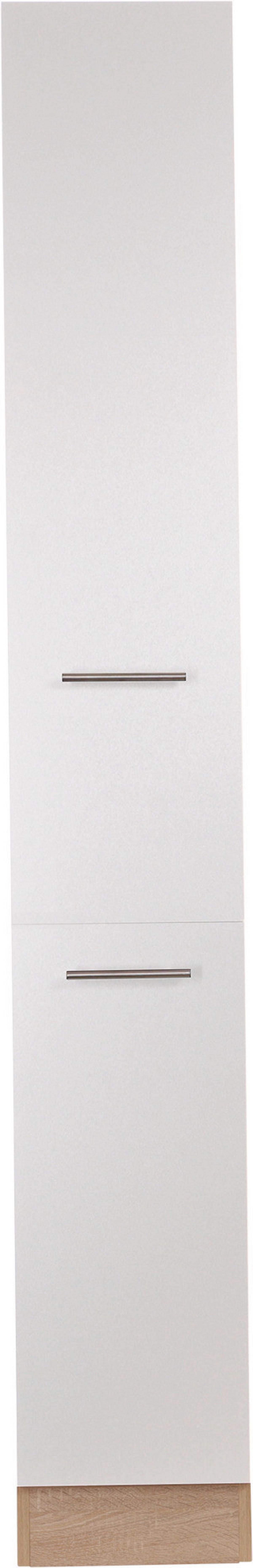 Izvlečna Omara Merle, Barva Hrasta, Bela - srebrne barve/barve hrasta, Basics, kovina/leseni material (30/200/60cm) - Respekta