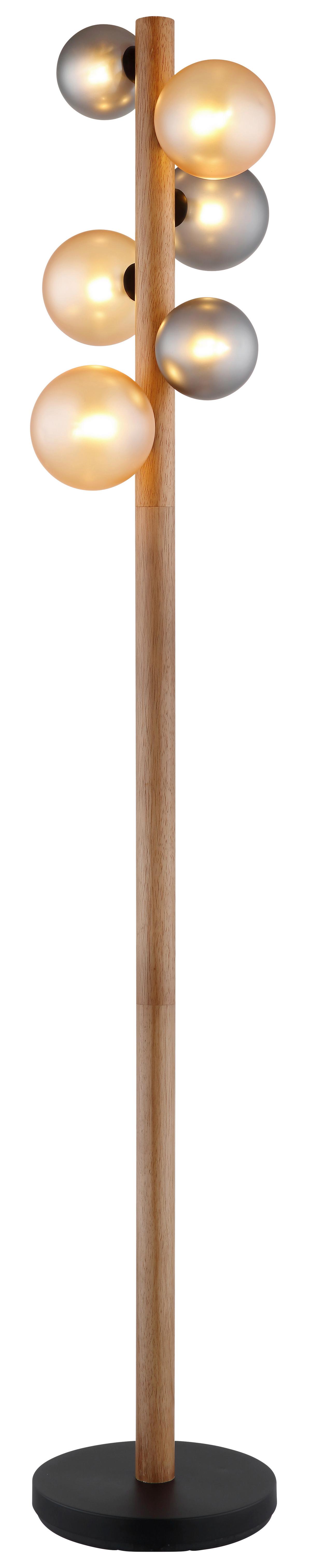 Podna Svjetiljka Riha - narančasta/tamno smeđa, Basics, staklo/drvo (29/150cm) - Globo