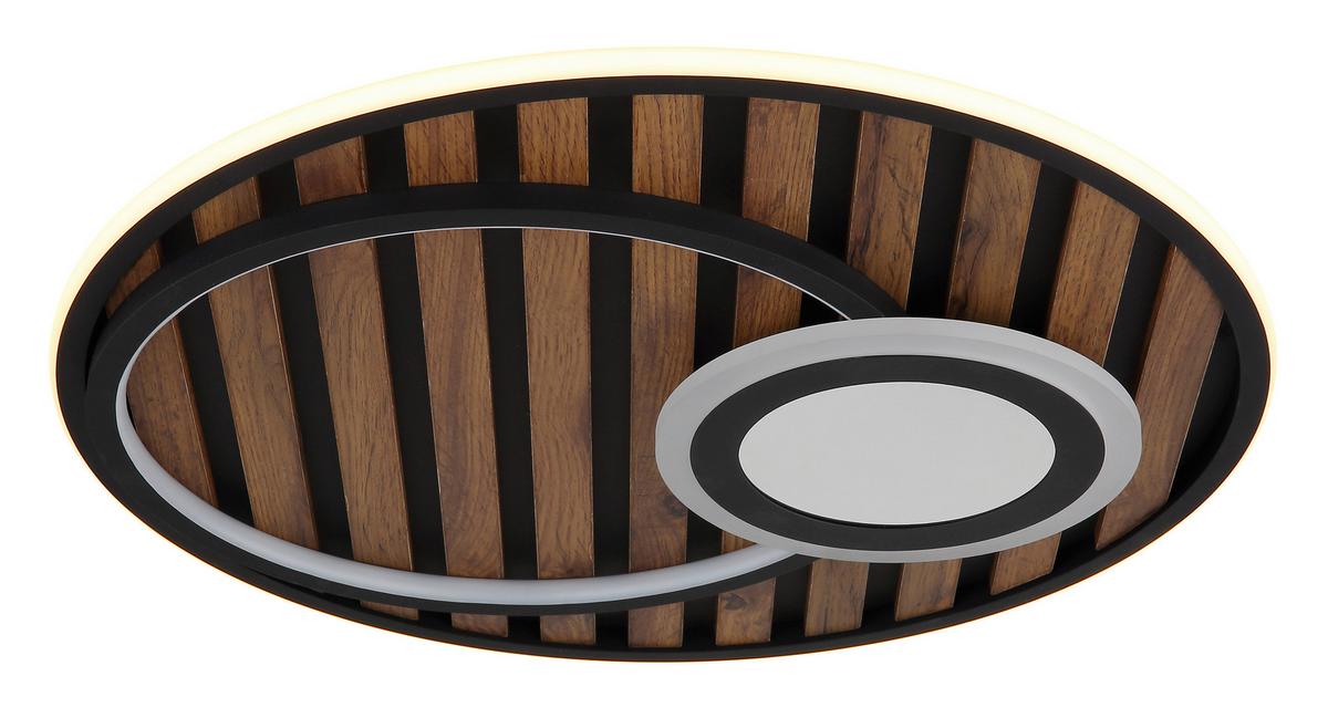 LED-DECKENLEUCHTE 67345D5 WOODY - Weiss/Dunkelbraun, Natur, Holzwerkstoff/Kunststoff (50/8cm) - Globo