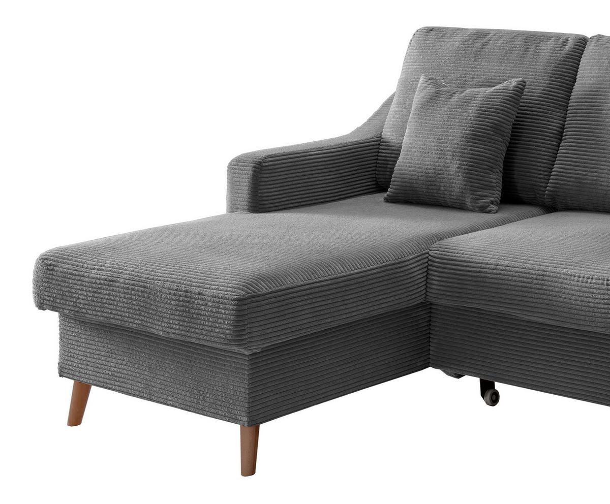 Ecksofa Valentina Grau Cord - Naturfarben/Grau, Design, Holz/Textil (150/228cm) - P & B