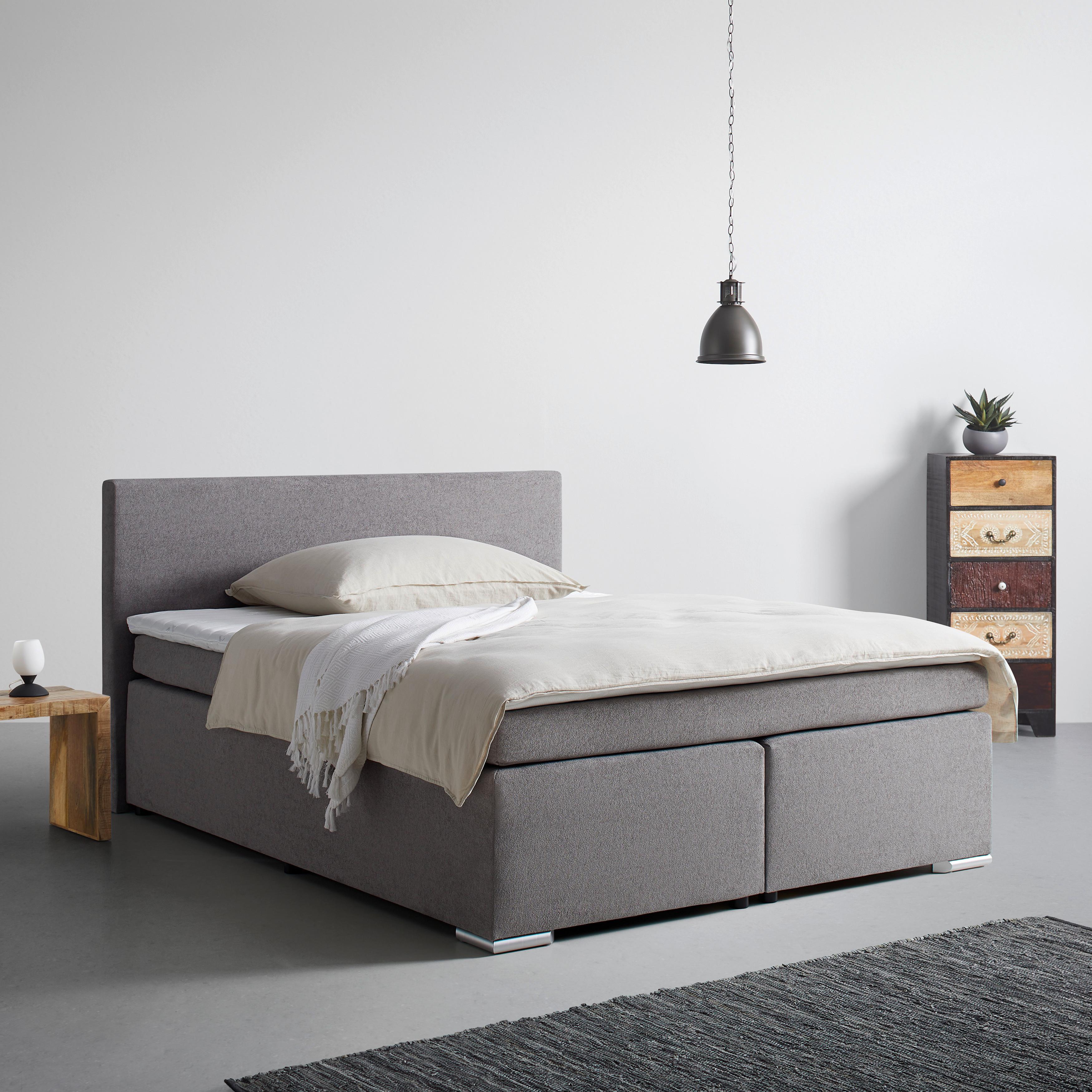 Boxspringbett Mira 2 Grau ca. 180x200cm - Grau, MODERN, Holz/Kunststoff (180/200cm) - Based