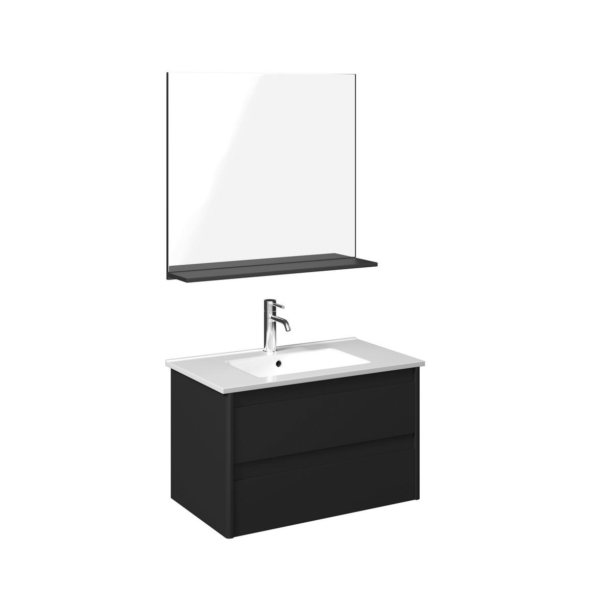 Badezimmer Lucy Schwarz 3- teilig - Schwarz/Weiß, MODERN, Glas/Keramik - Bessagi Home