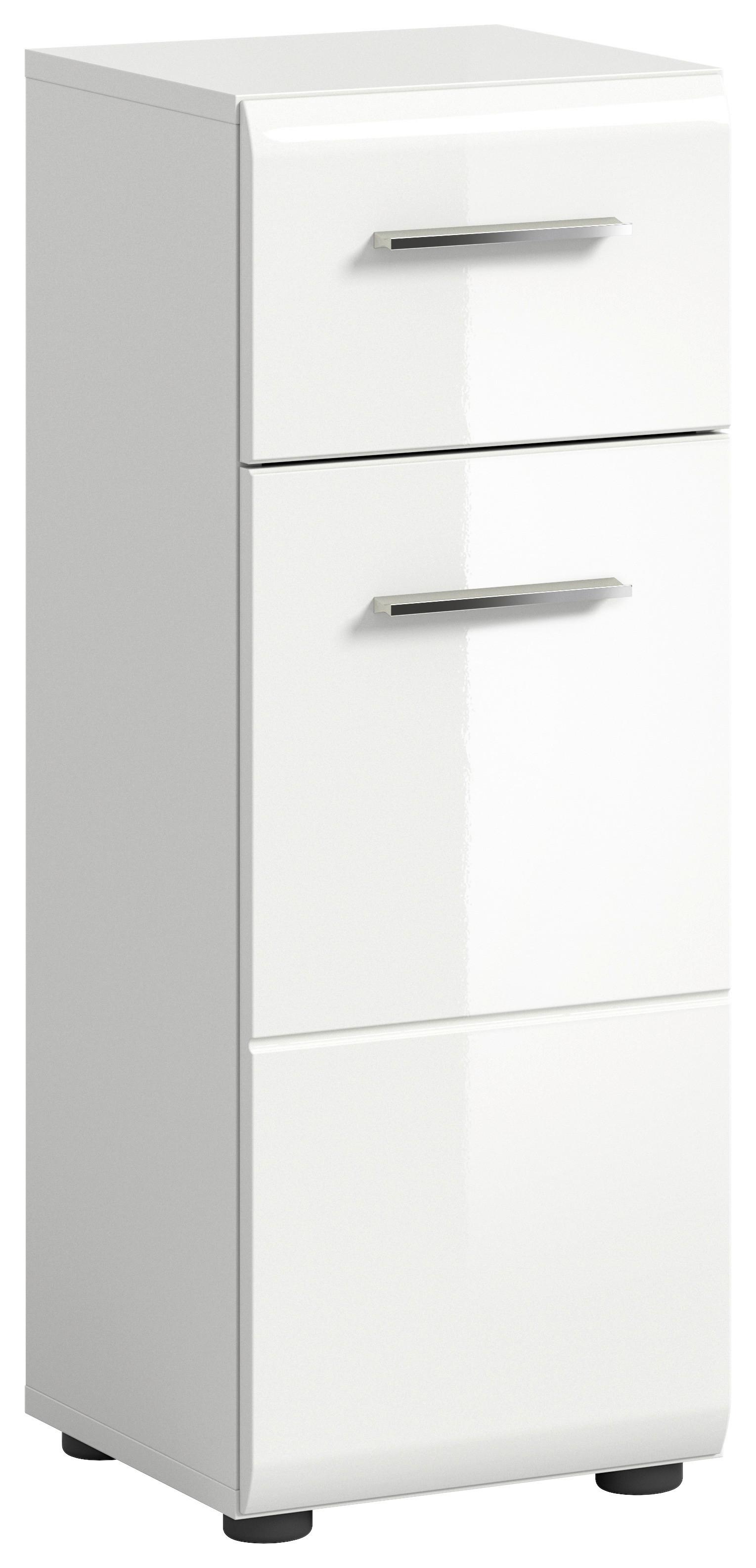 Unterschrank Ice ca. 30x80x30 cm Weiß hochgl. - Chromfarben/Weiß Hochglanz, MODERN, Holzwerkstoff/Kunststoff (30/80/30cm) - MID.YOU