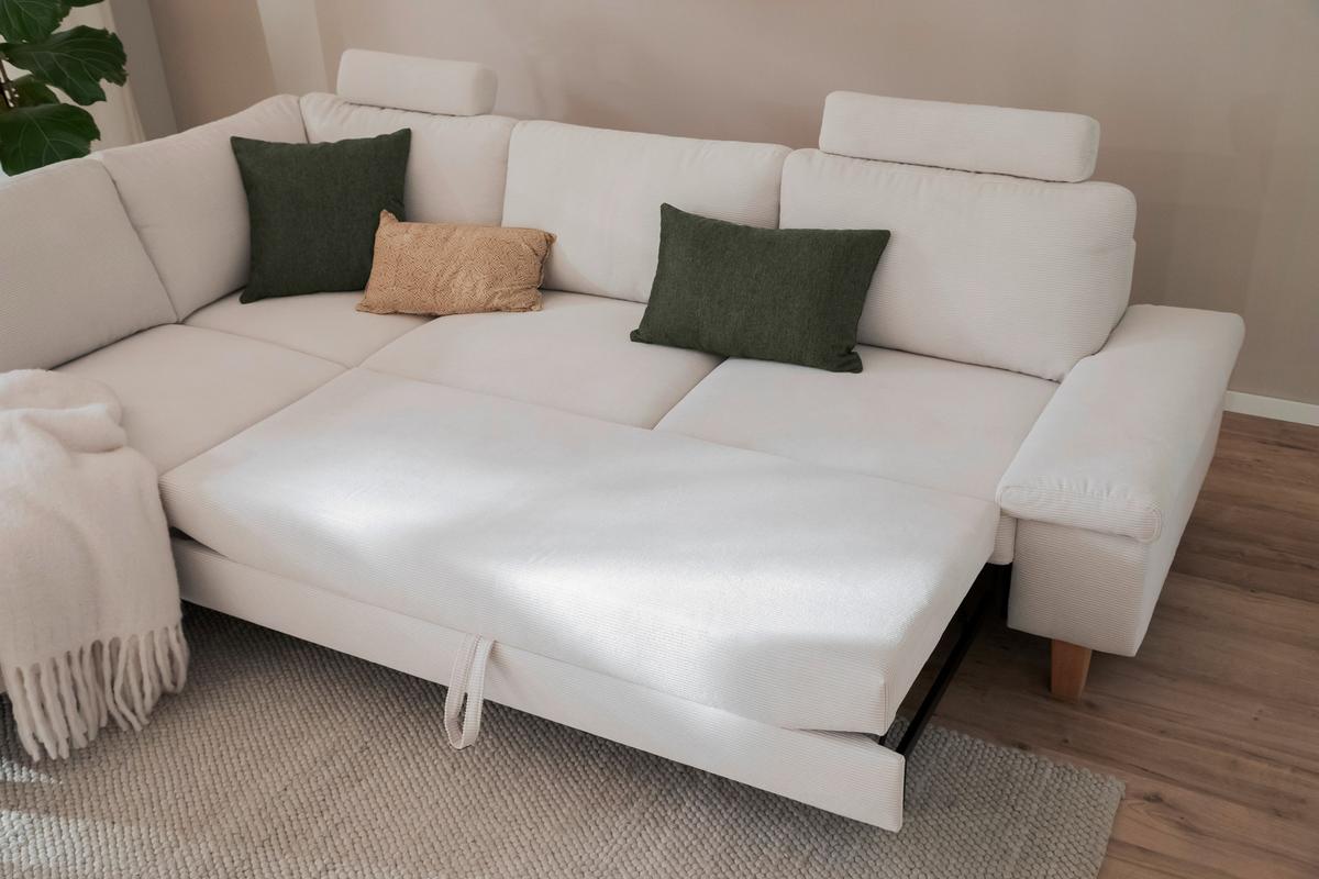 Wohnlandschaft Corvara 2.0 - Weiss/Eichefarben, Konventionell, Holz/Holzwerkstoff (220/86/286cm) - Premium Living