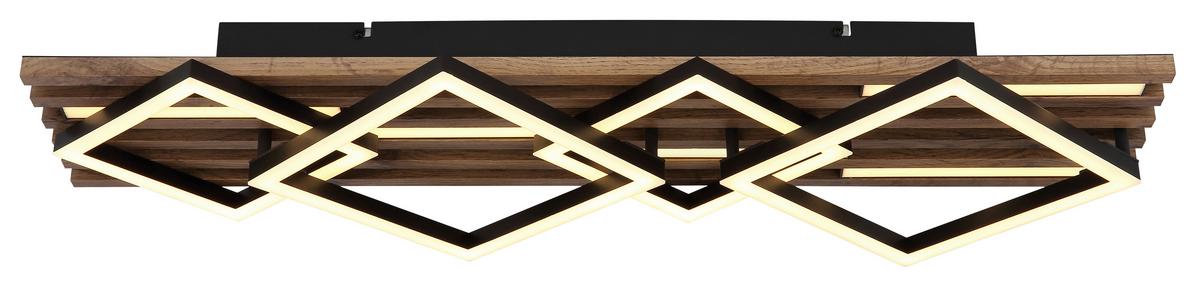 Led Stropna Svjetiljka Obrien - bijela/tamno smeđa, Natur, drvni materijal/metal (82/31/9,5cm) - Globo